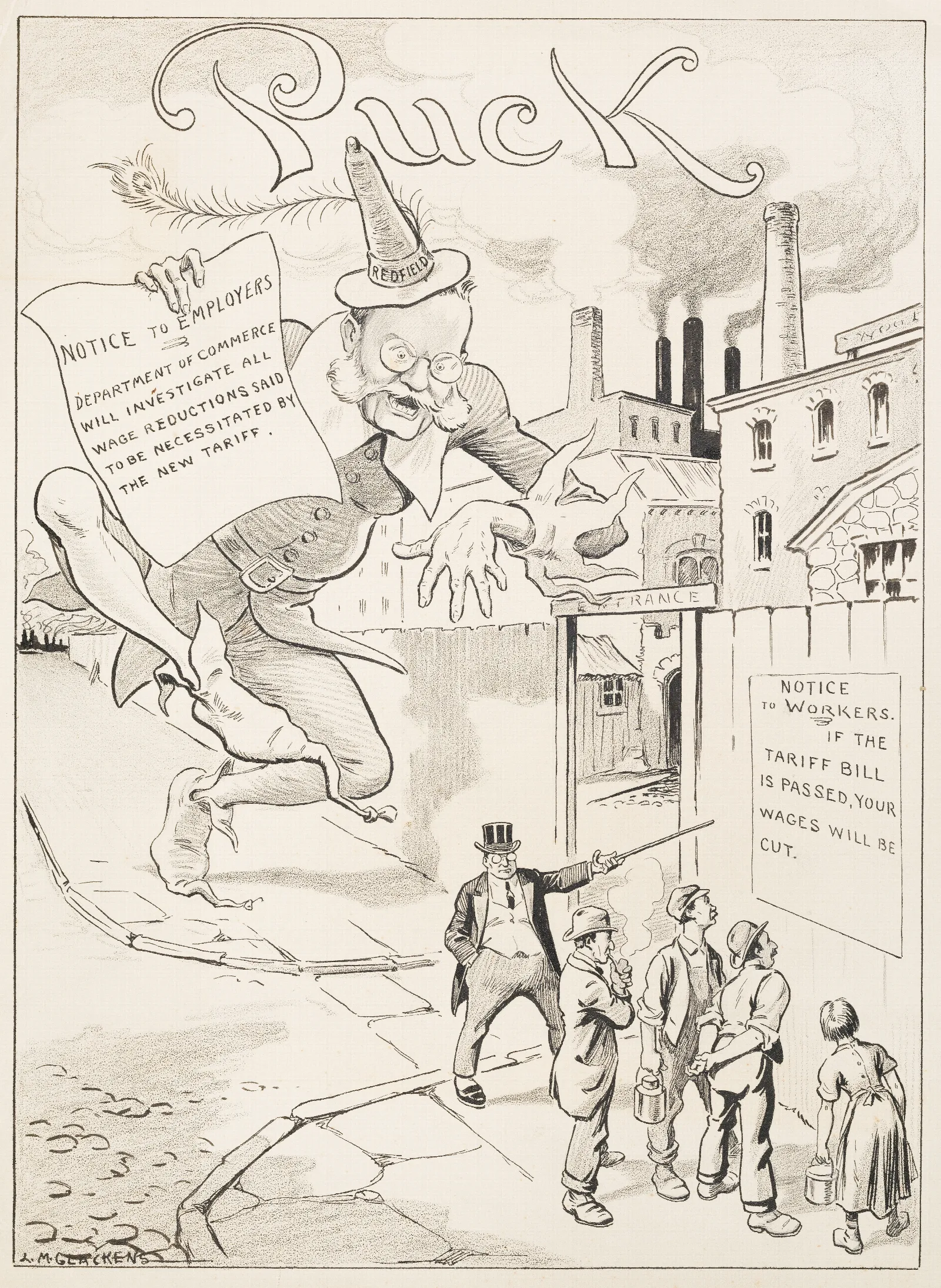 Workers Stand Outside Factory Reading Notice Wall Art by Louis Glackens - Canvas Print