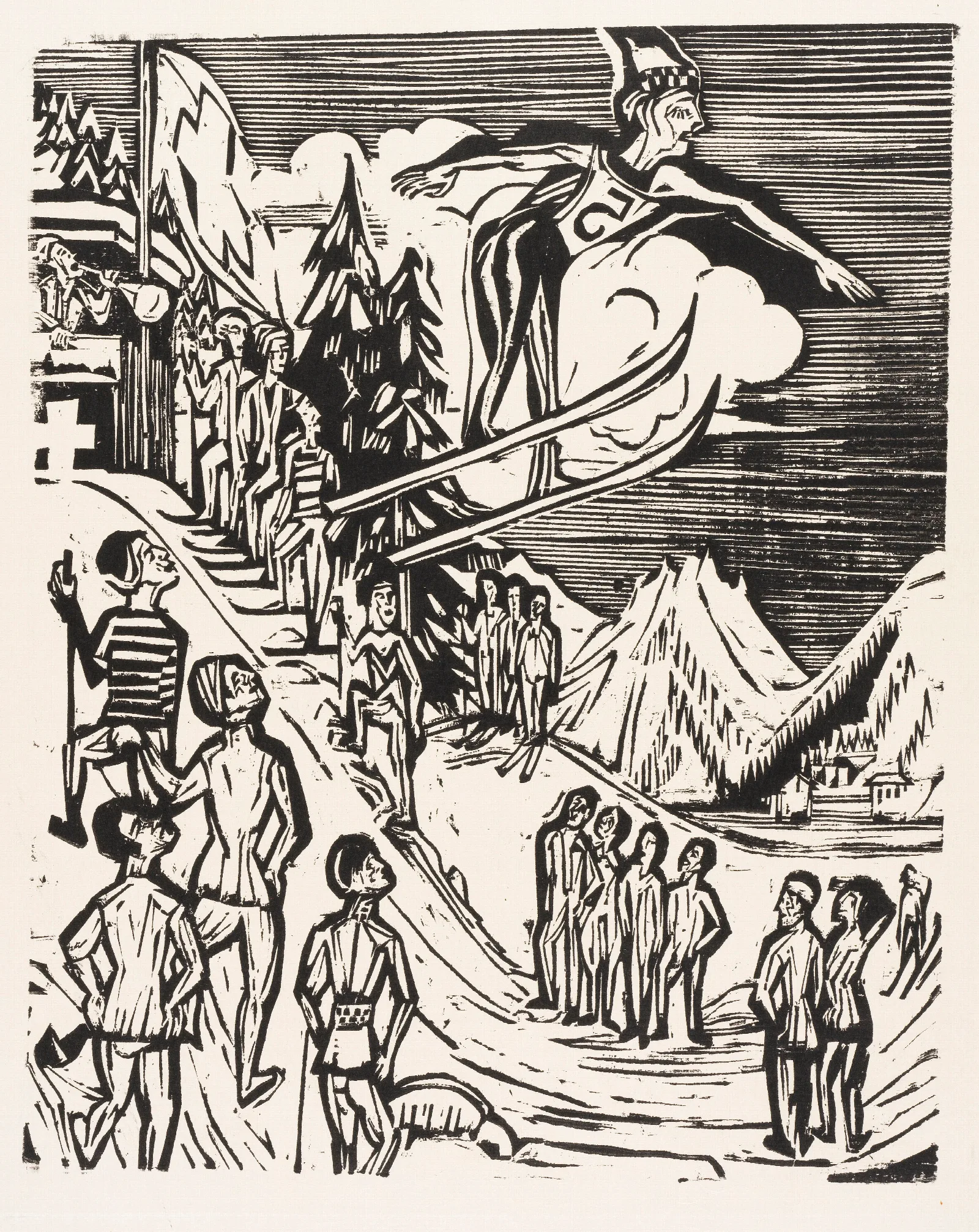 Skisprung Wall Art by Ernst Ludwig Kirchner - Canvas Print