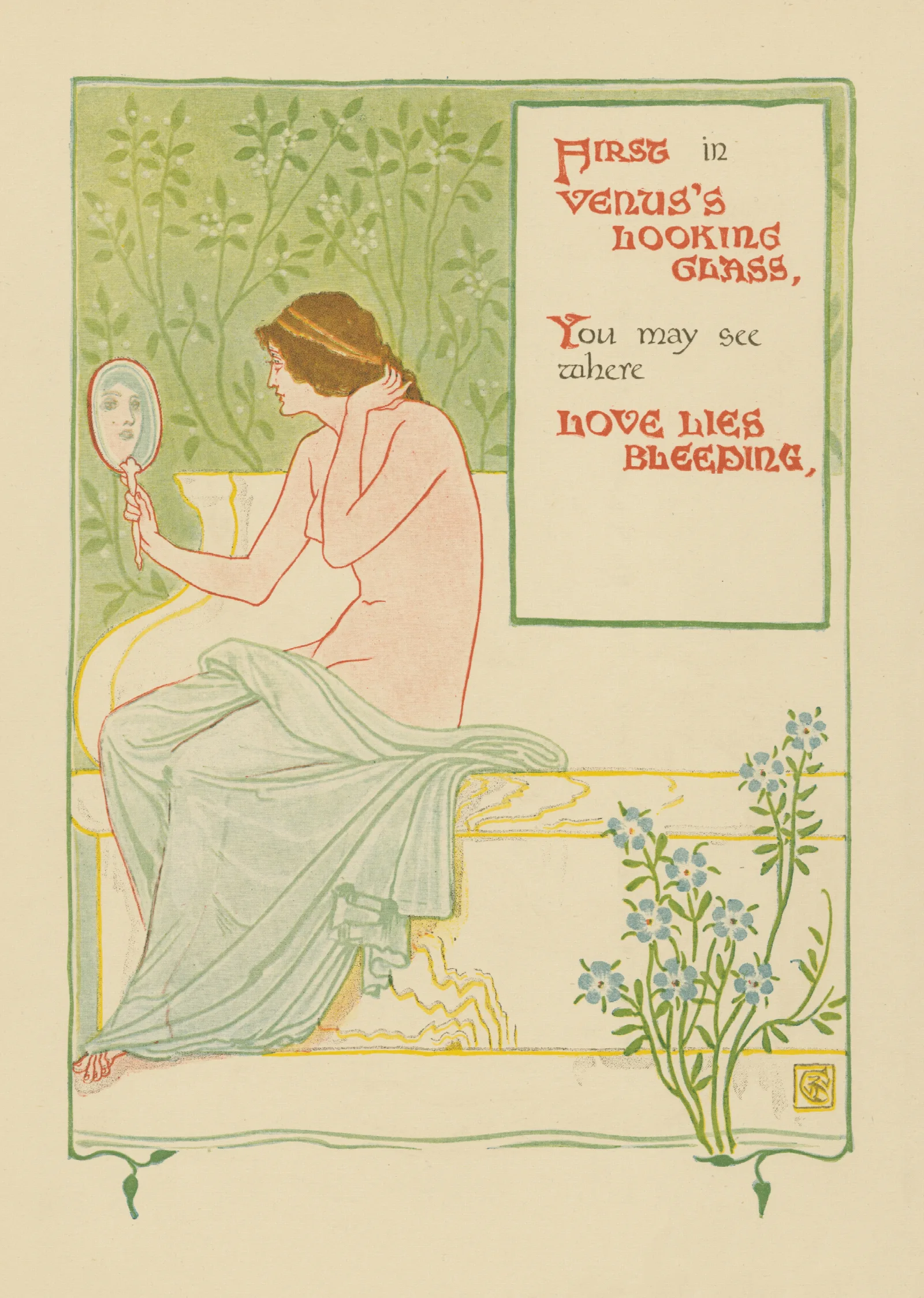 Venuss Looking Glass Wall Art by Walter Crane - Canvas Print