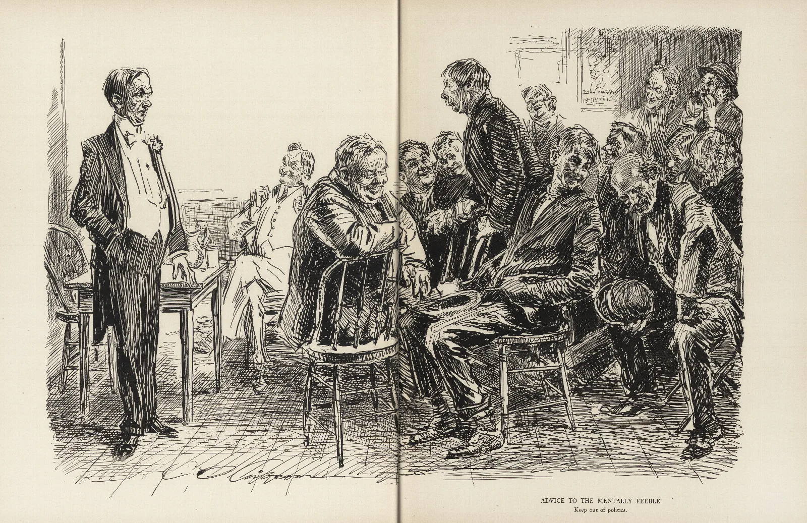 Advice To The Mentally Feeble Keep Out Of Politics Wall Art by Charles Dana Gibson - Canvas Print