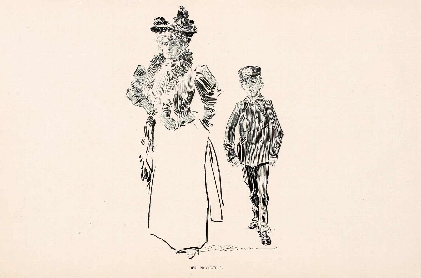 Her Protector Wall Art by Charles Dana Gibson - Canvas Print