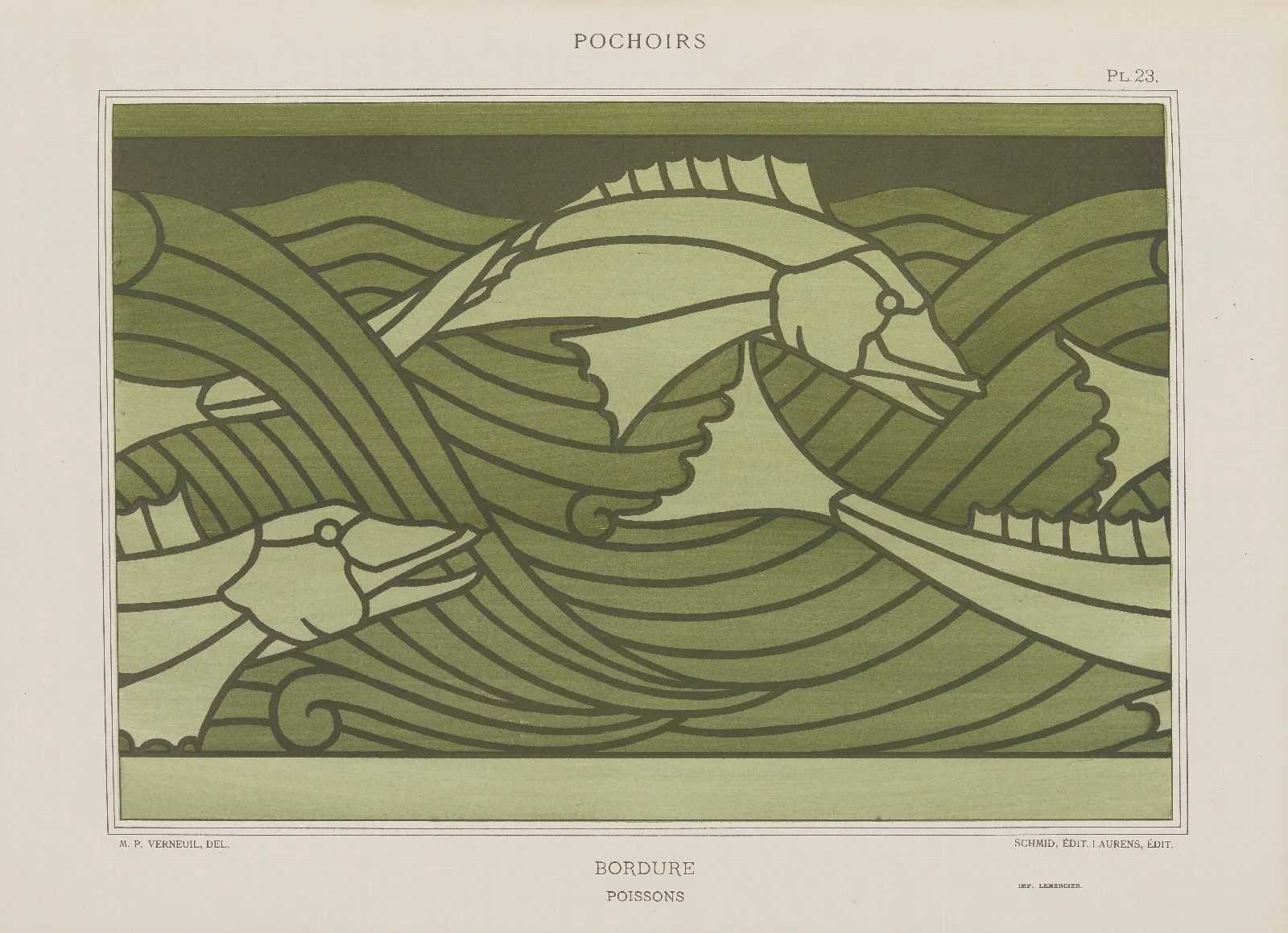 Bordure Poissons Wall Art by Maurice Pillard Verneuil - Canvas Print