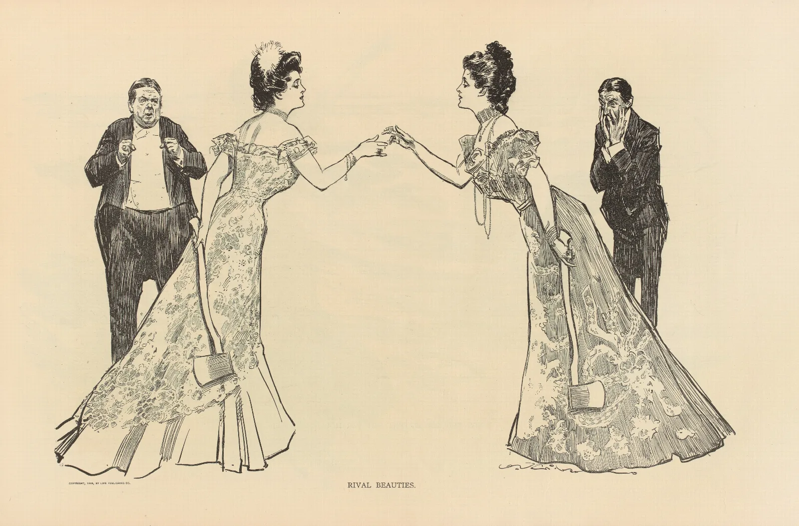 Rival Beauties 2 Wall Art by Charles Dana Gibson - Canvas Print