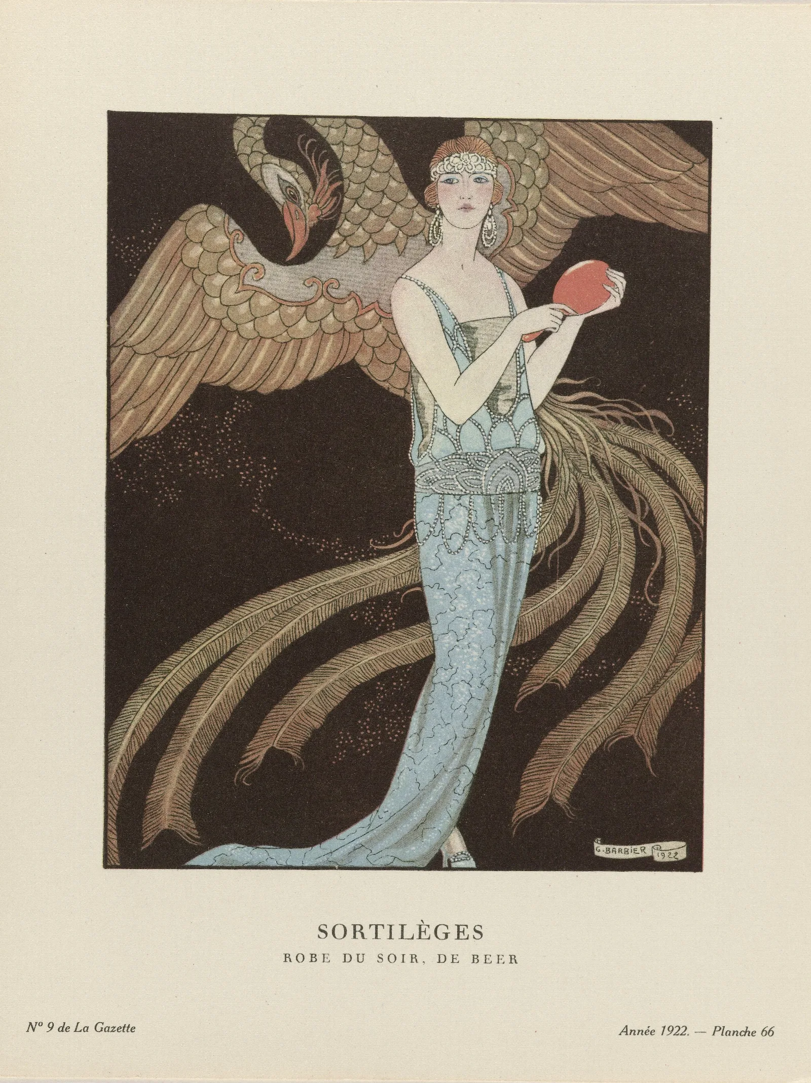 Gazette Du Bon Ton Sortileges Robe Du Soir De Beer Wall Art by George Barbier - Canvas Print