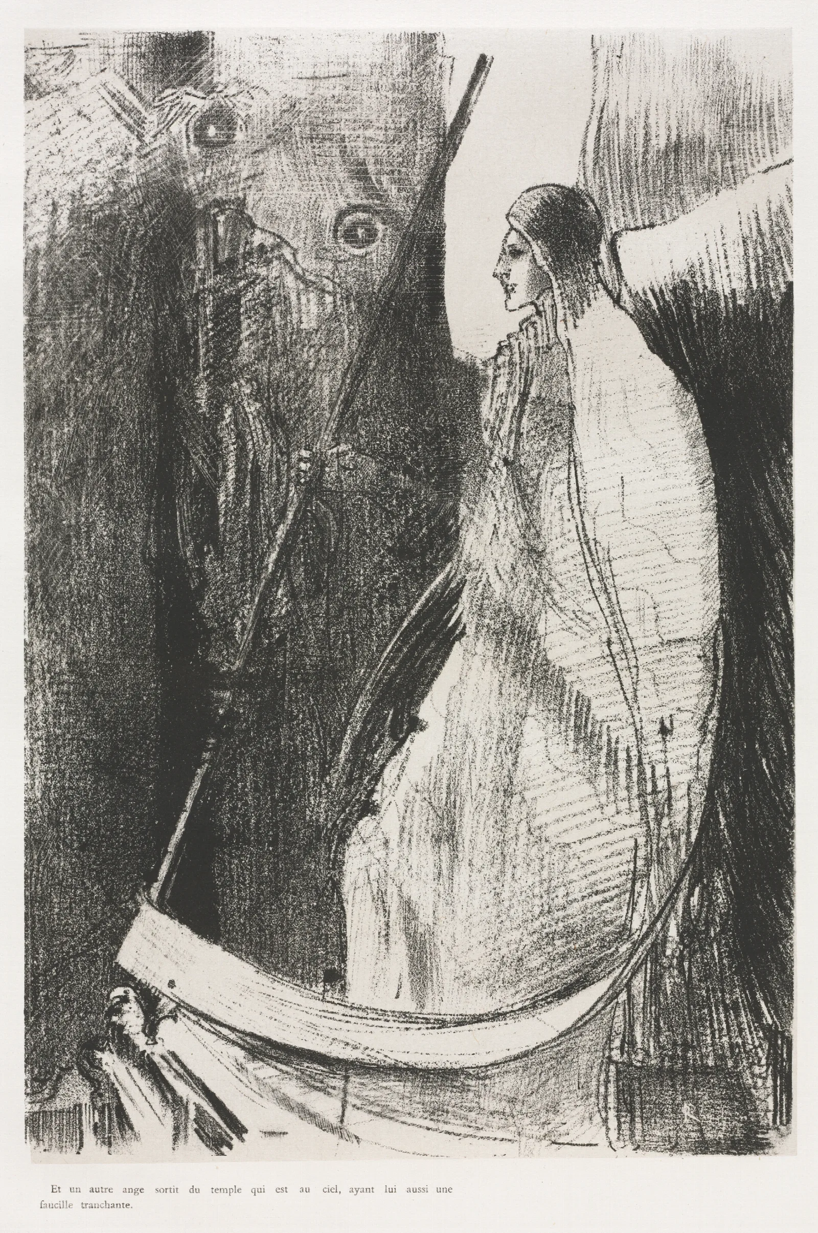 And Another Angel Came Out Of The Temple Which Is In Heaven And He Also Having A Sharp Sickle Wall Art by Odilon Redon - Canvas Print