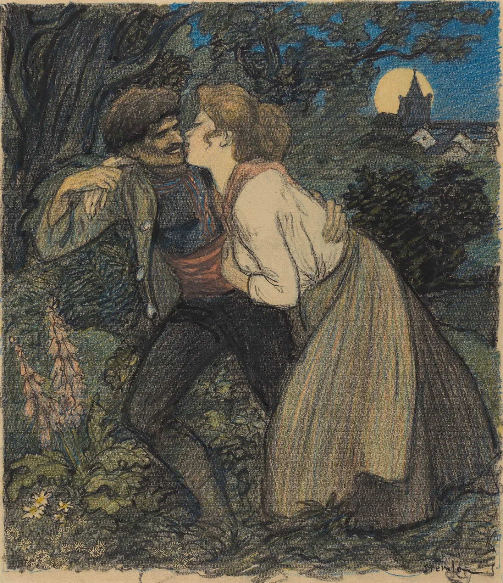 La Chienne Au Loup 2 Wall Art by Théophile Alexandre Steinlen - Canvas Print