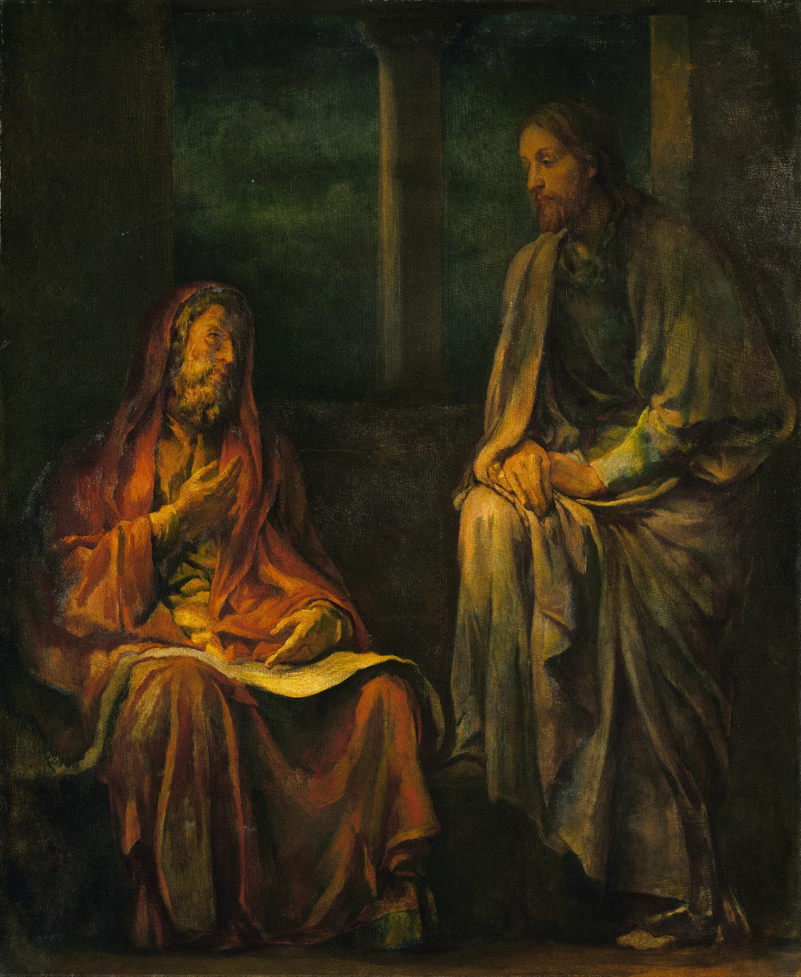 Visit Of Nicodemus To Christ Wall Art by John La Farge - Canvas Print