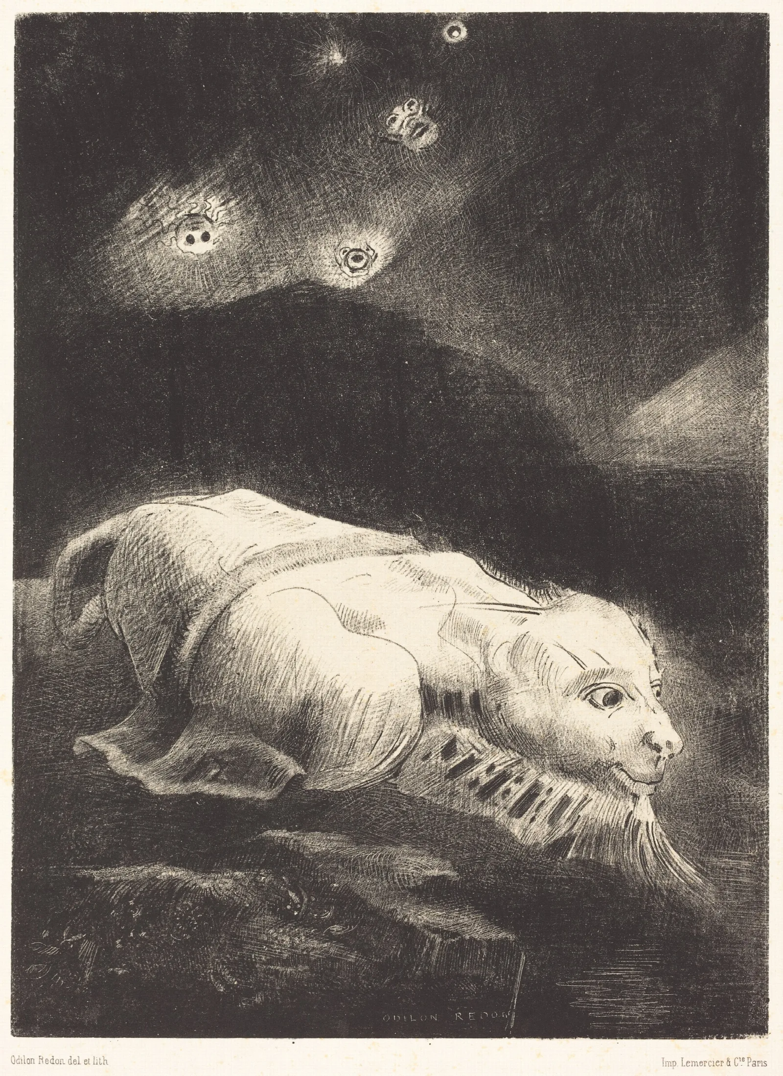 Quand Seveillait La Vie Au Fon De La Matiere Obscure Wall Art by Odilon Redon - Canvas Print