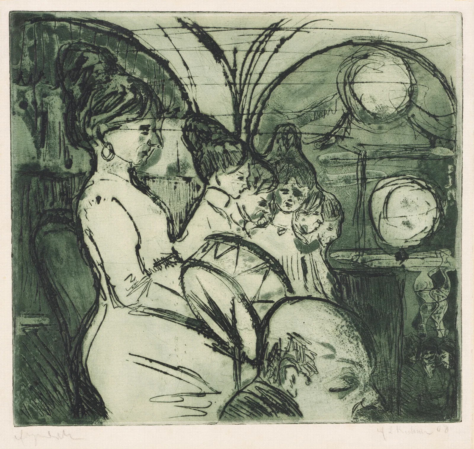 Damenkapelle Im Konzertsaal Wall Art by Ernst Ludwig Kirchner - Canvas Print