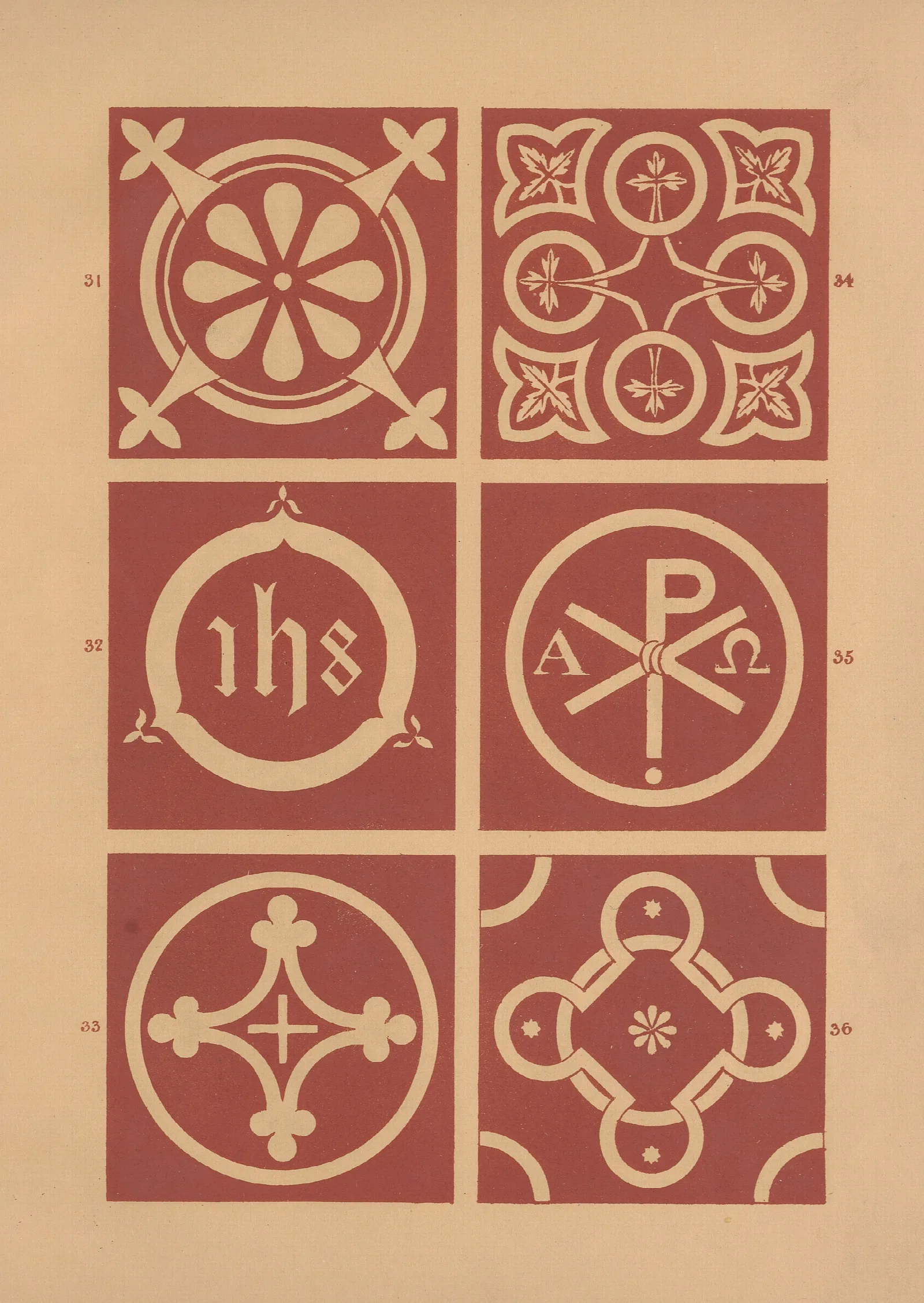 Examples Of Encaustic Tiles Pl 05 Wall Art by Owen Jones - Canvas Print