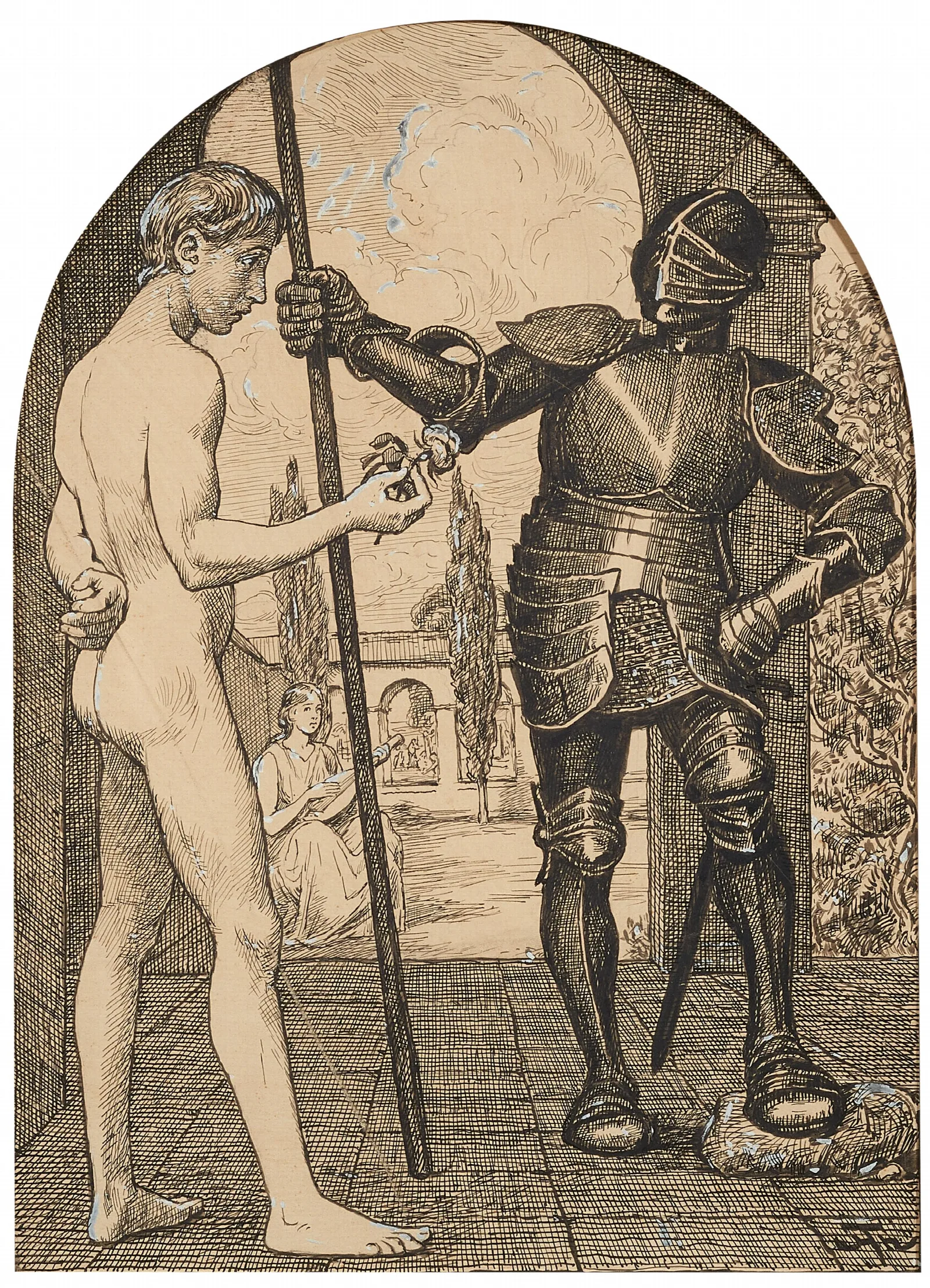 Wachter Vor Dem Liebesgarten Wall Art by Hans Thoma - Canvas Print