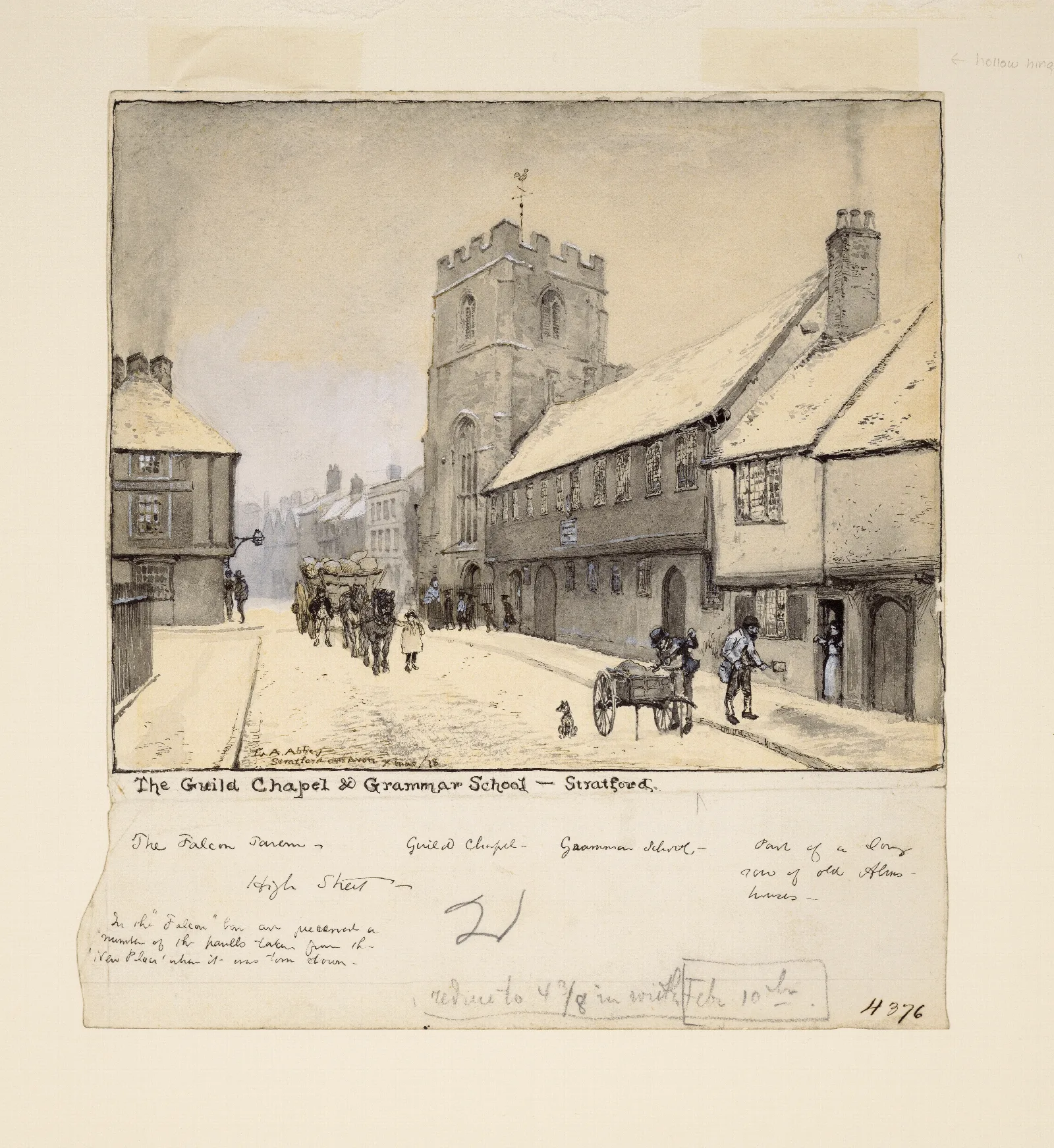 The Guild Chapel And Grammar School Stratford Wall Art by Edwin Austin Abbey - Canvas Print