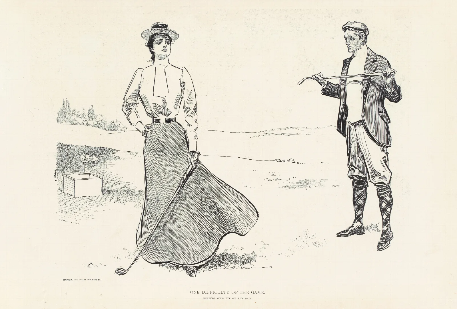 One Difficulty Of The Game Wall Art by Charles Dana Gibson - Canvas Print