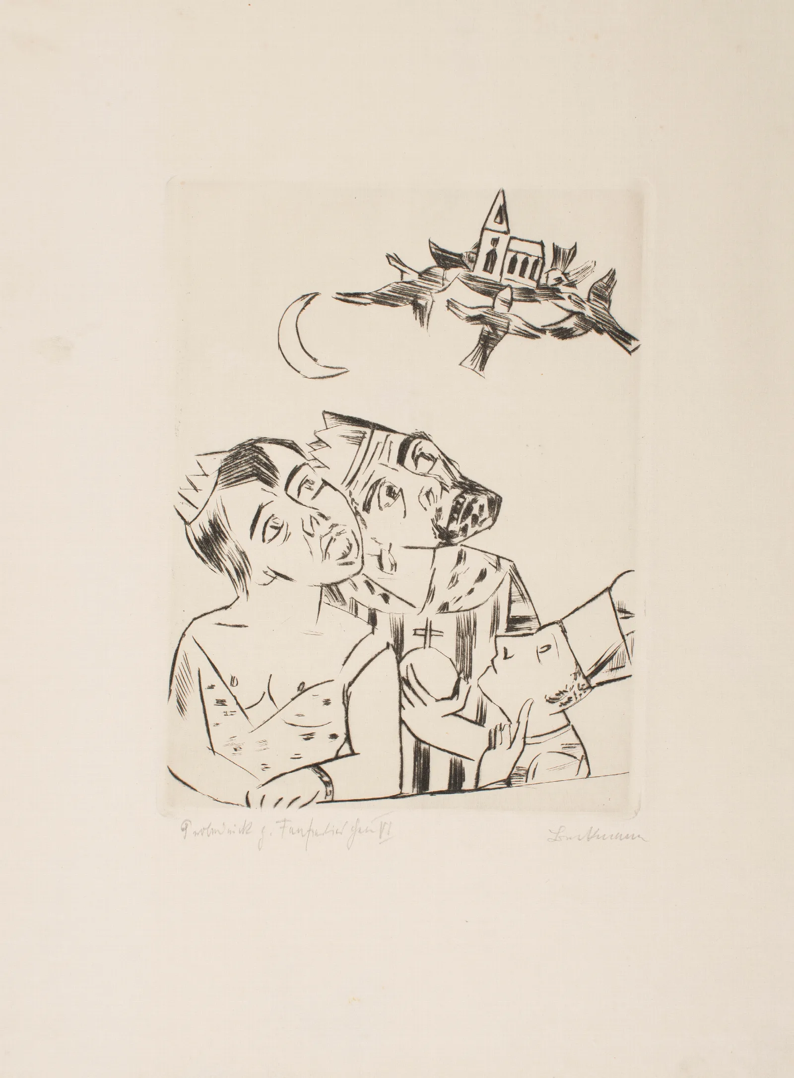 King Jerum Queen Wurgipumba Ursulus And The Flying Church Wall Art by Max Beckmann - Canvas Print