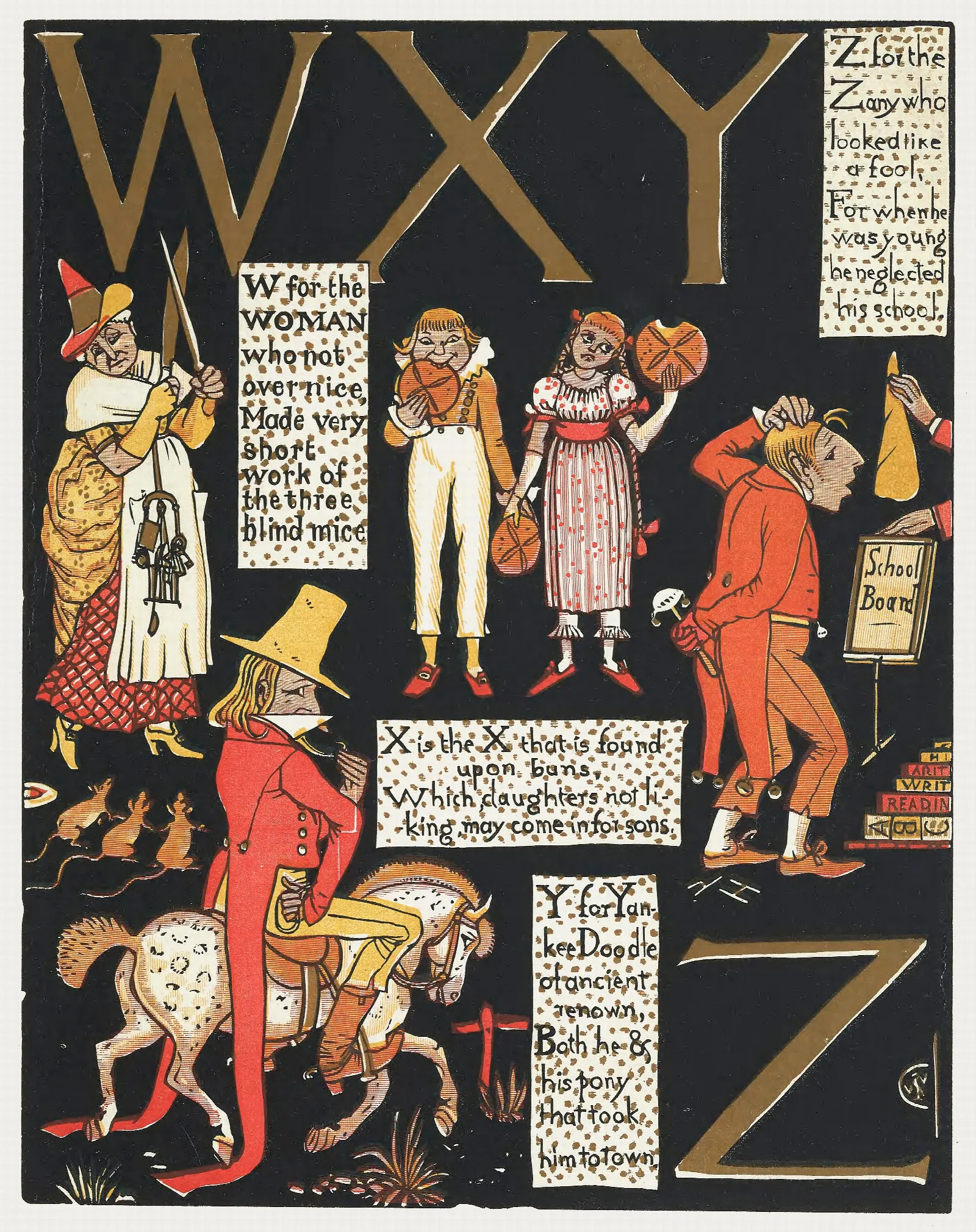 The Absurd A B C Pl 7 Wall Art by Walter Crane - Canvas Print