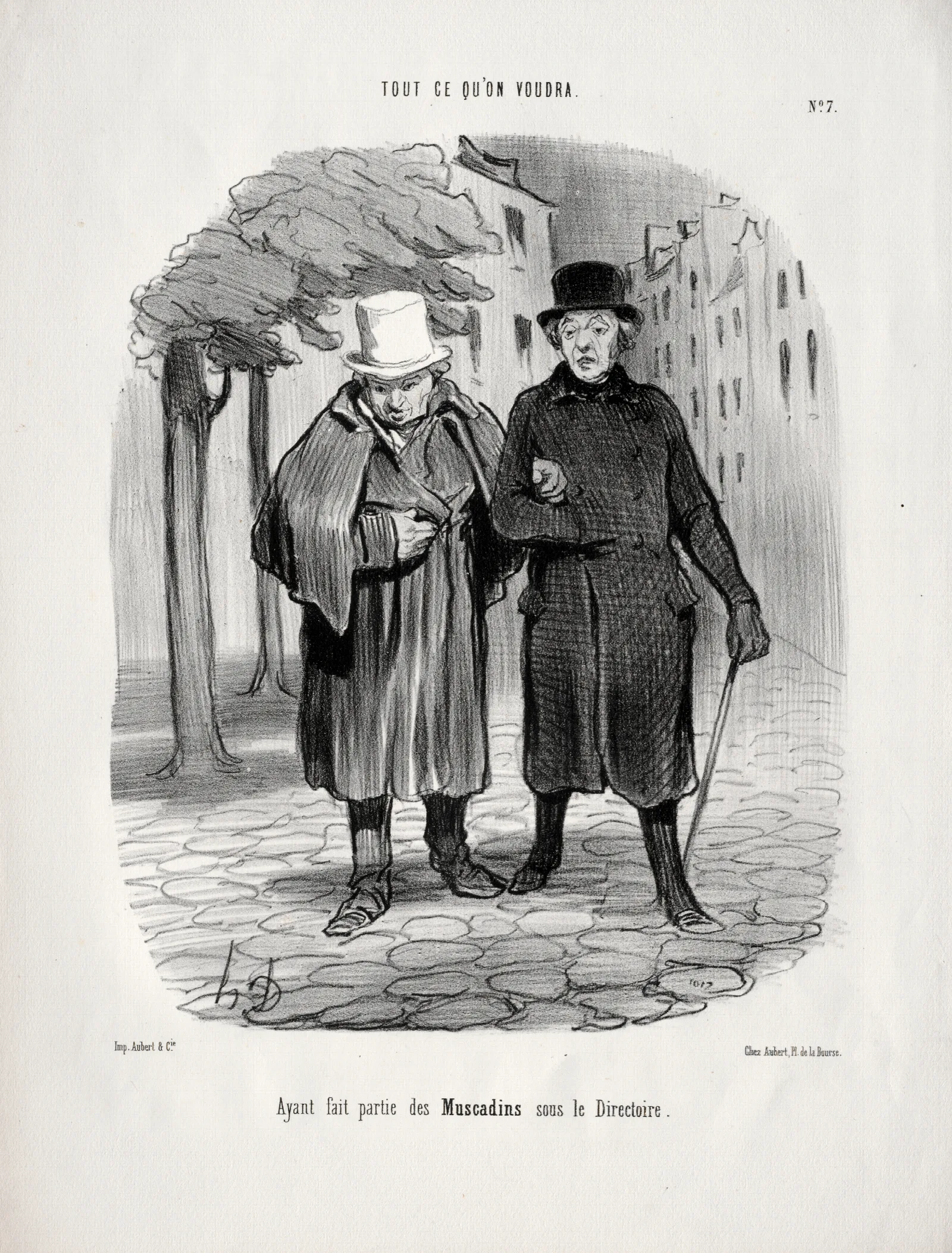 Former Dandies Under The Directory Wall Art by Honoré Daumier - Canvas Print