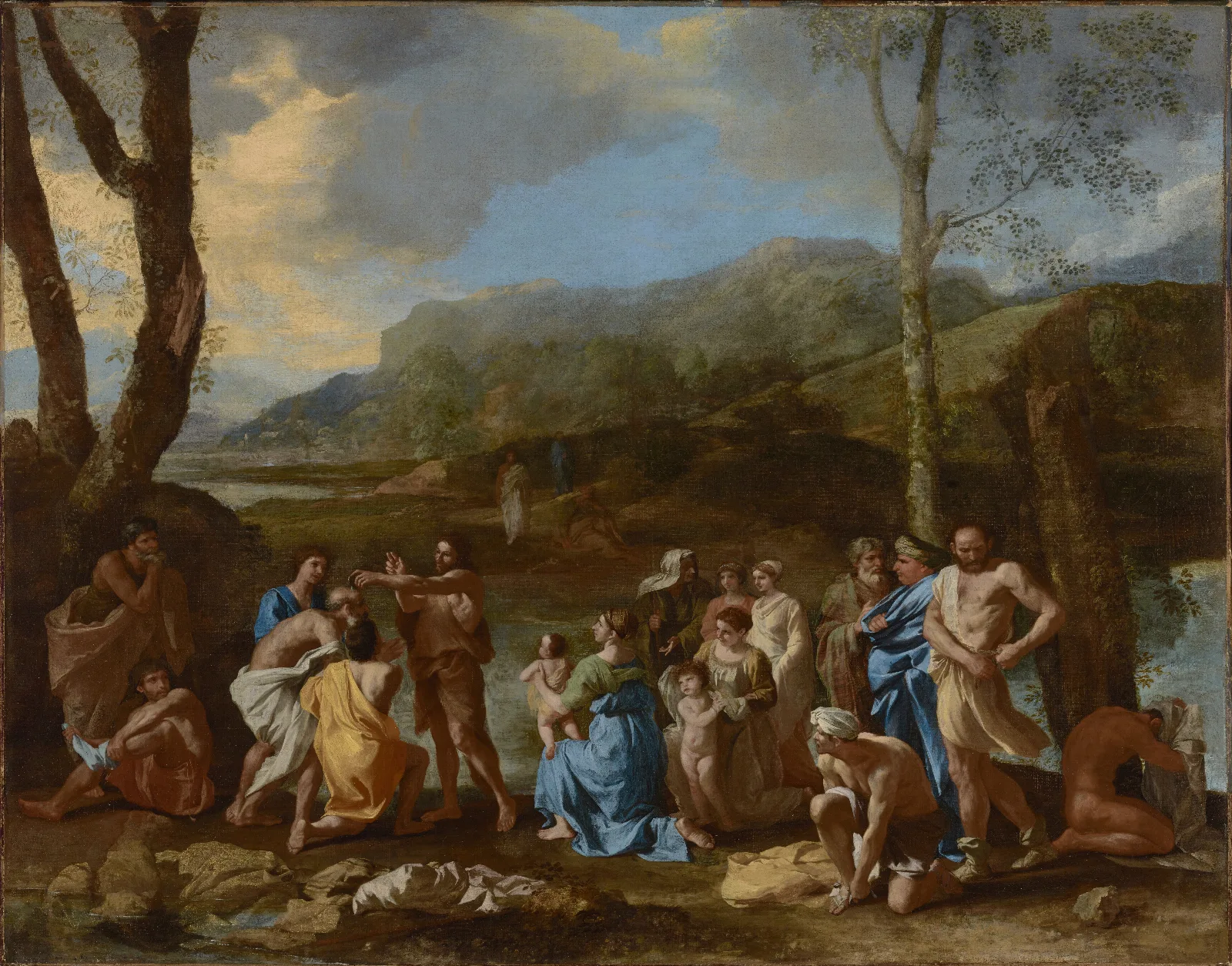 Saint John Baptizing In The River Jordan Wall Art by Nicolas Poussin - Canvas Print