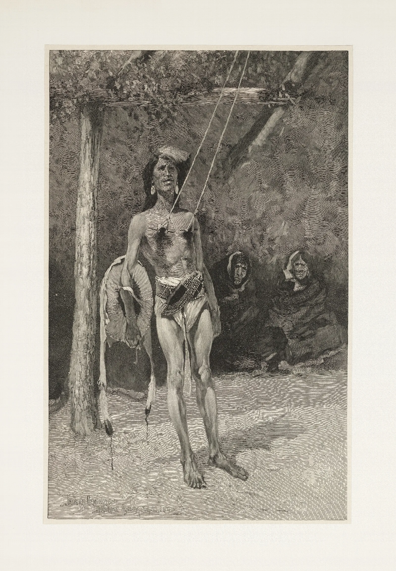 The Ordeal In The Sun Dance Among The Blackfeet Indians Wall Art by Frederic Remington - Canvas Print