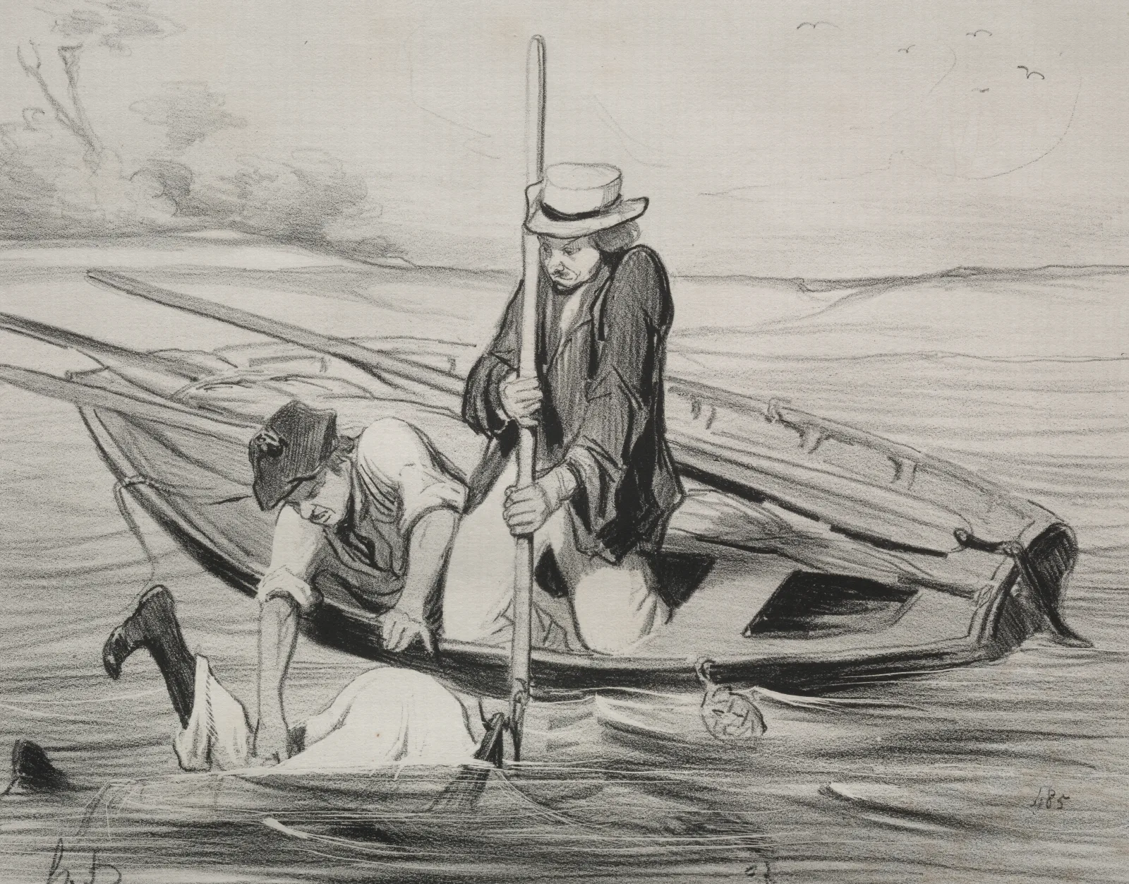 Man Overboard 2 Wall Art by Honoré Daumier - Canvas Print