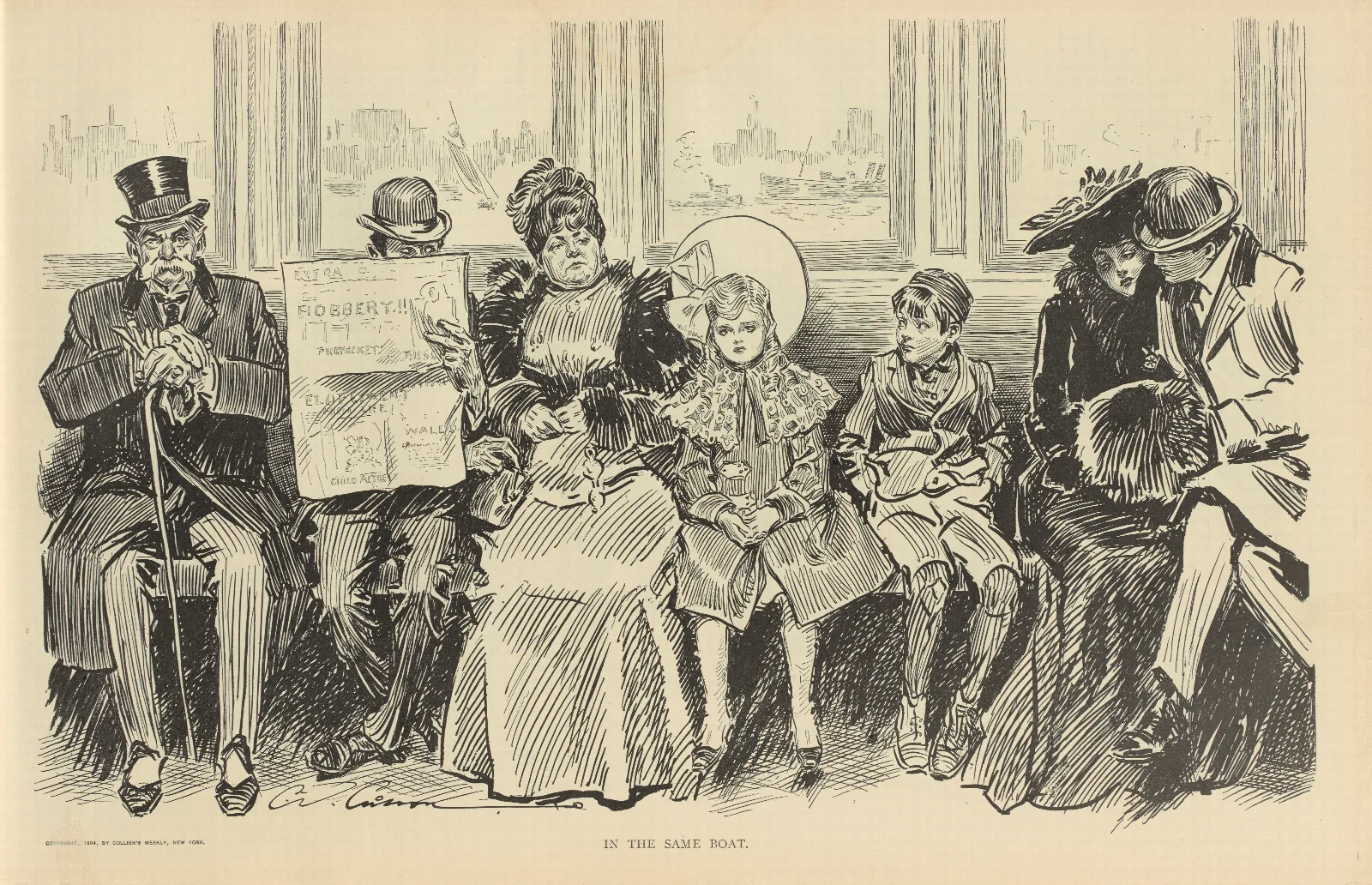 In The Same Boat Wall Art by Charles Dana Gibson - Canvas Print