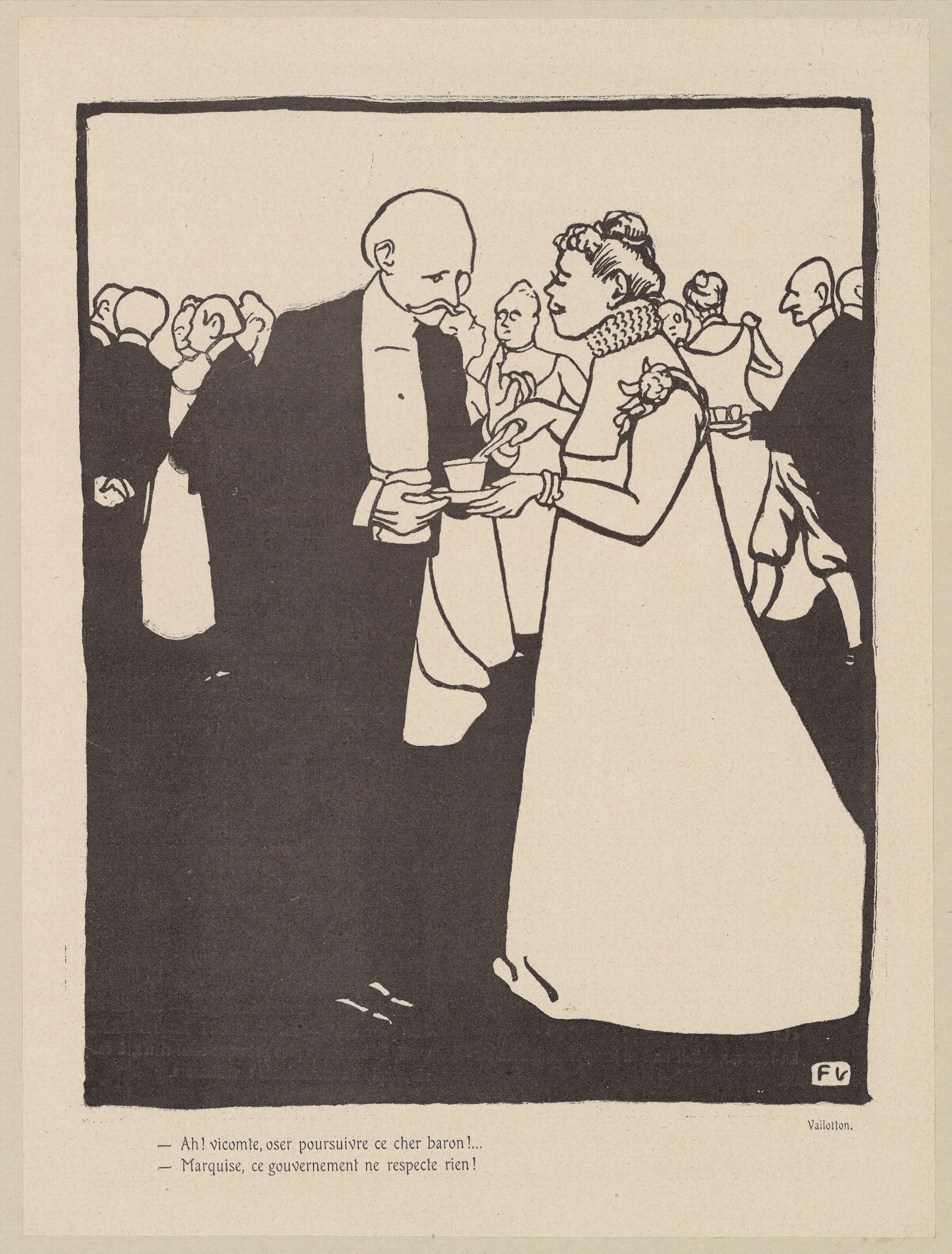 Ah Vicomte Oser Poursuivre Ce Cher Baron Marquise Ce Gouvernement Ne Respecte Rien Wall Art by Félix Vallotton - Canvas Print
