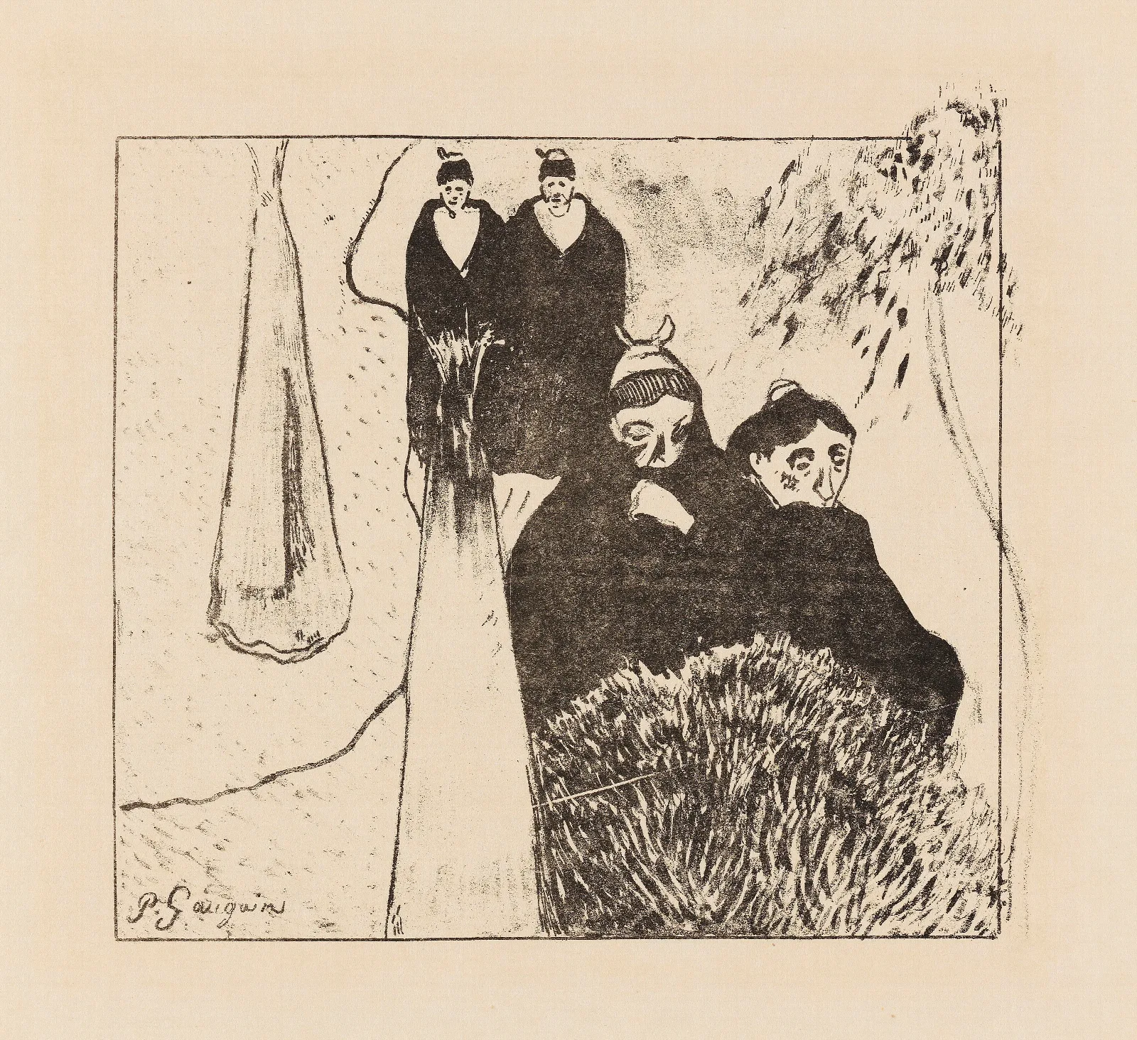 Les Vieilles Filles A Arles 2 Wall Art by Paul Gauguin - Canvas Print