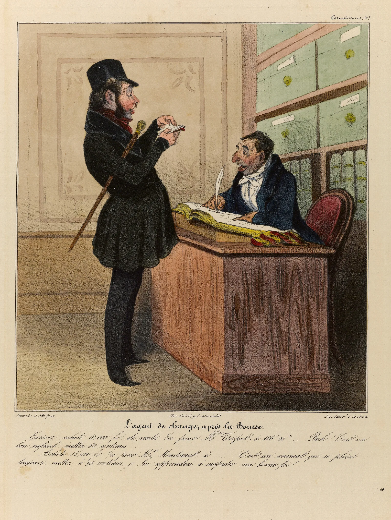Lagent De Change Apres La Bourse Wall Art by Honoré Daumier - Canvas Print