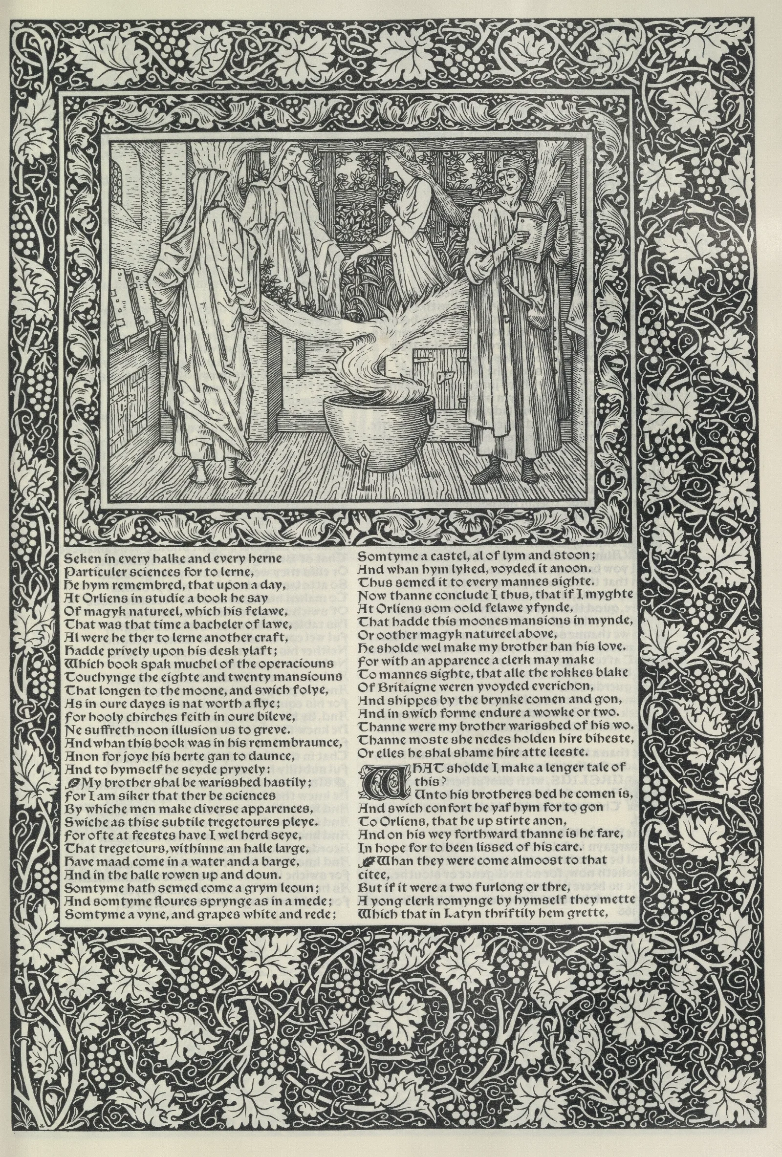 The Works Of Geoffrey Chaucer Pl 25 Wall Art by Sir Edward Coley Burne-Jones - Canvas Print