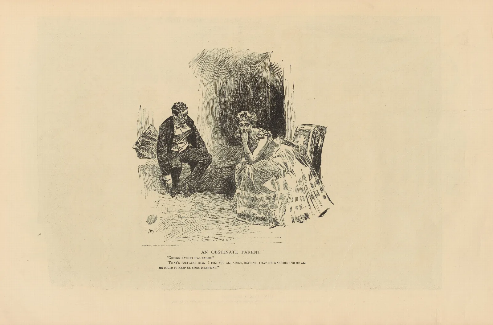 An Obstinate Parent Wall Art by Charles Dana Gibson - Canvas Print