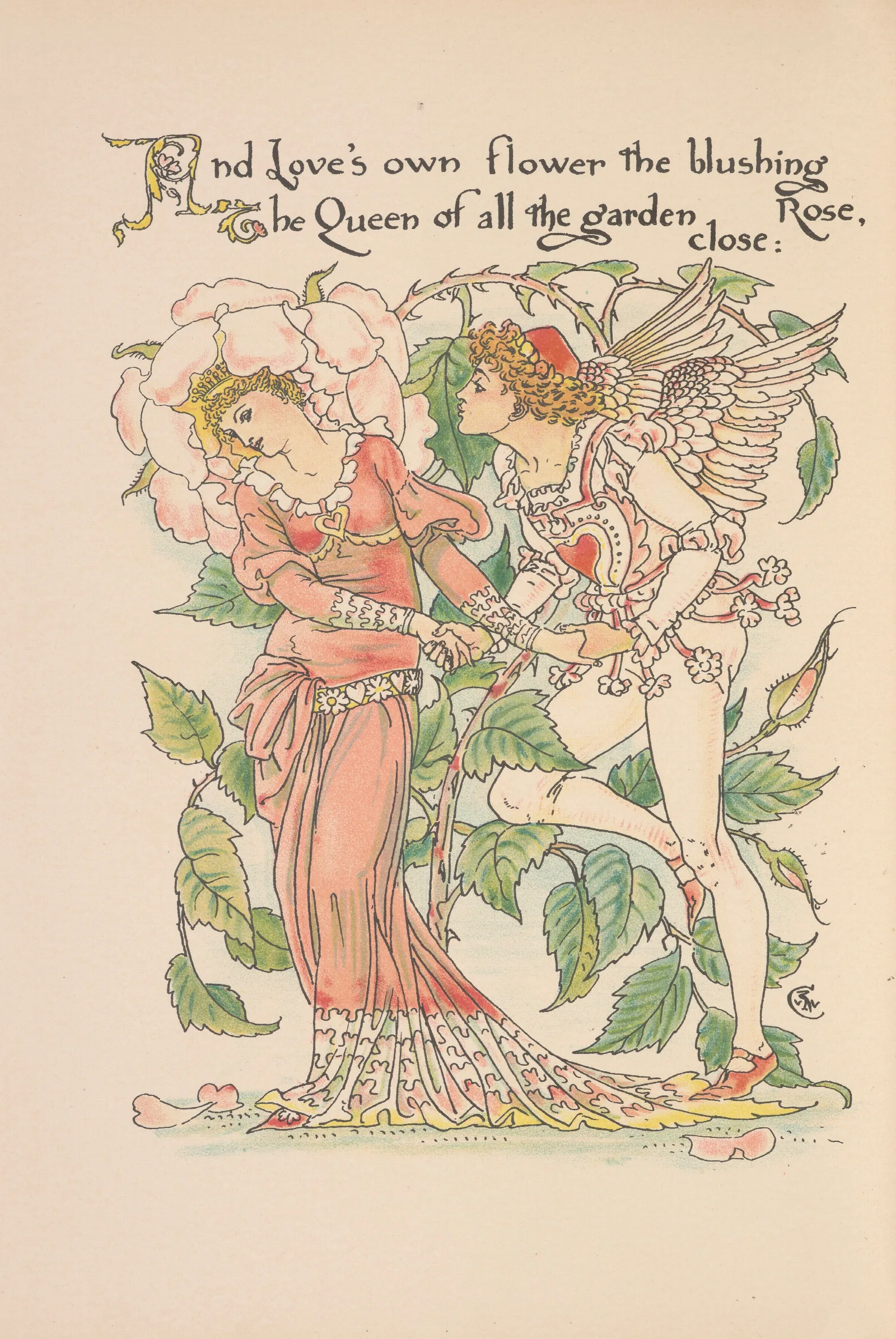Floras Feast A Masque Of Flowers Pl 22 Wall Art by Walter Crane - Canvas Print