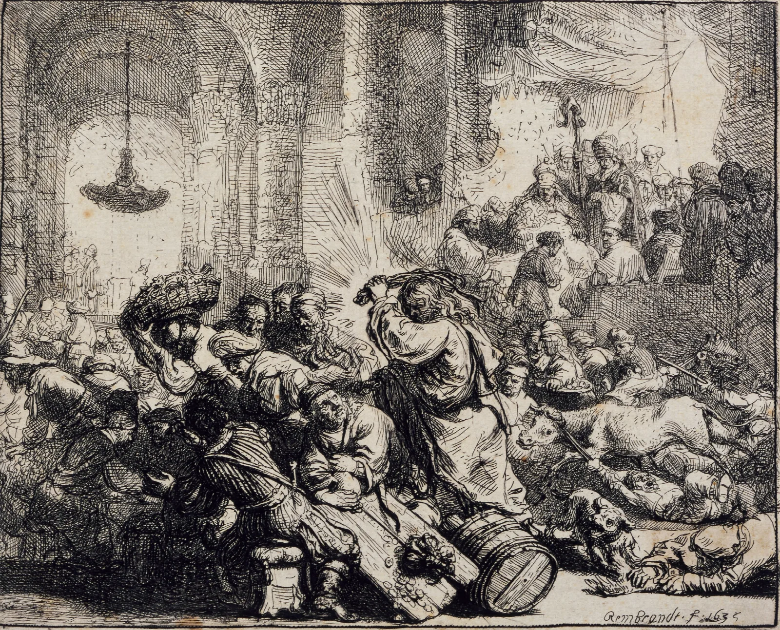 Christ Driving The Moneychangers From The Temple Wall Art by Rembrandt van Rijn - Canvas Print