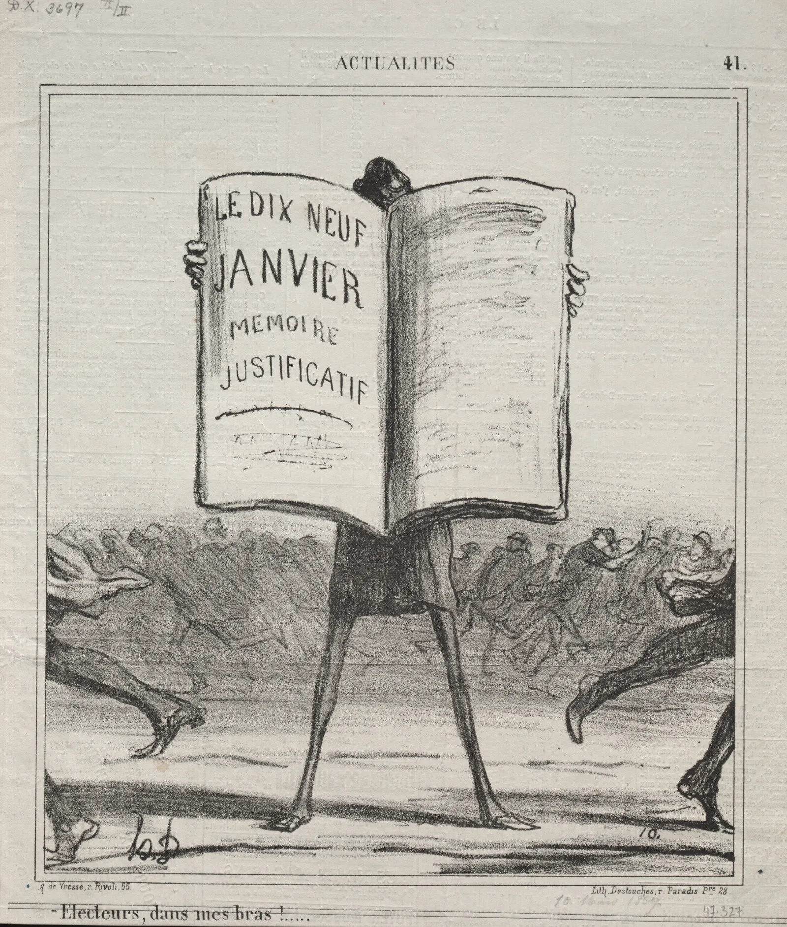 Voters Into My Arms Wall Art by Honoré Daumier - Canvas Print