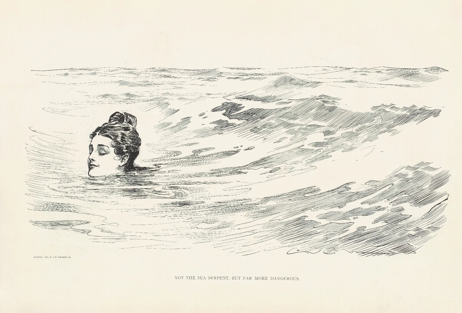 Not The Sea Serpent But Far More Dangerous Wall Art by Charles Dana Gibson - Canvas Print