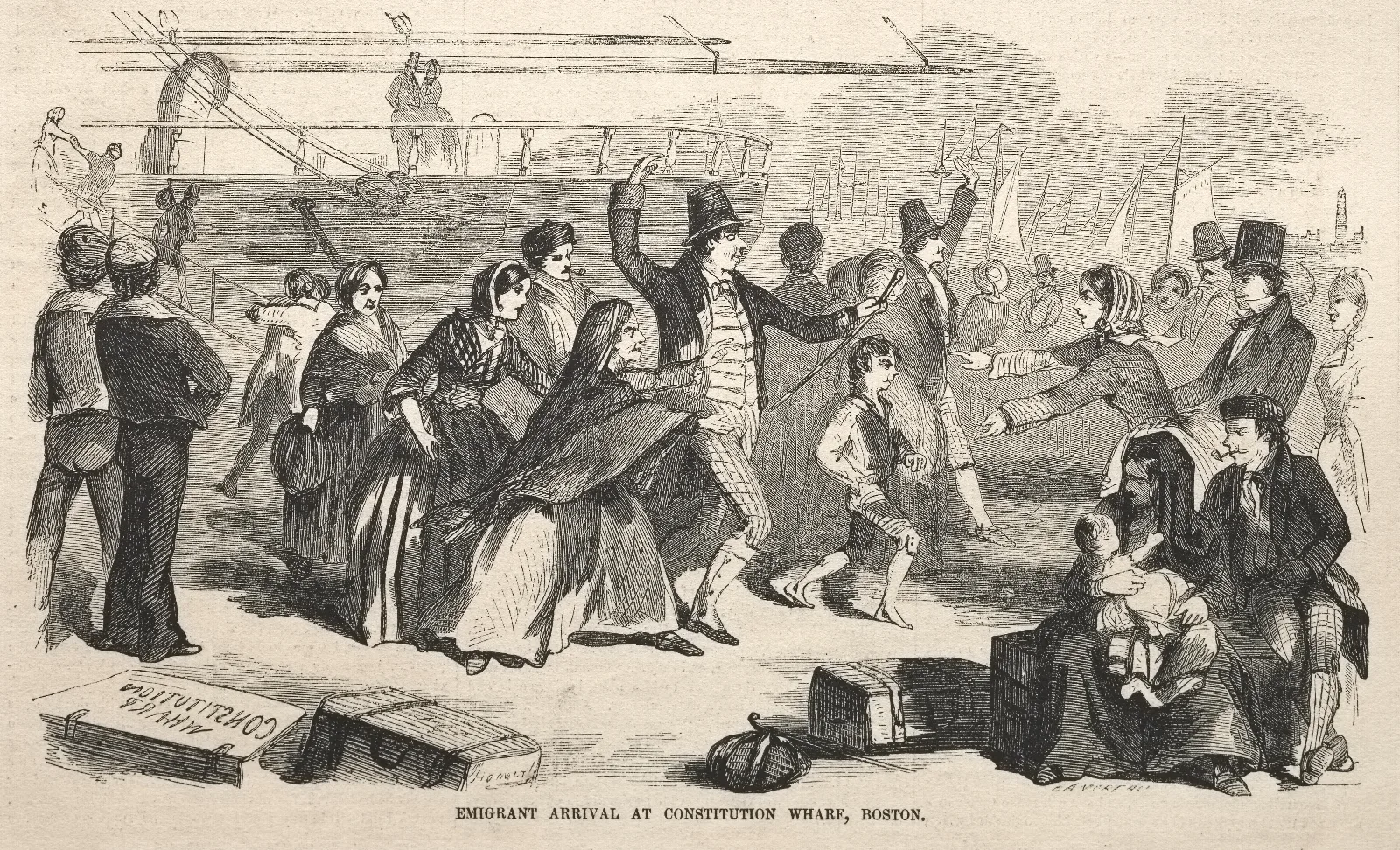 Emigrant Arrival At Constitution Wharf Boston Wall Art by Winslow Homer - Canvas Print