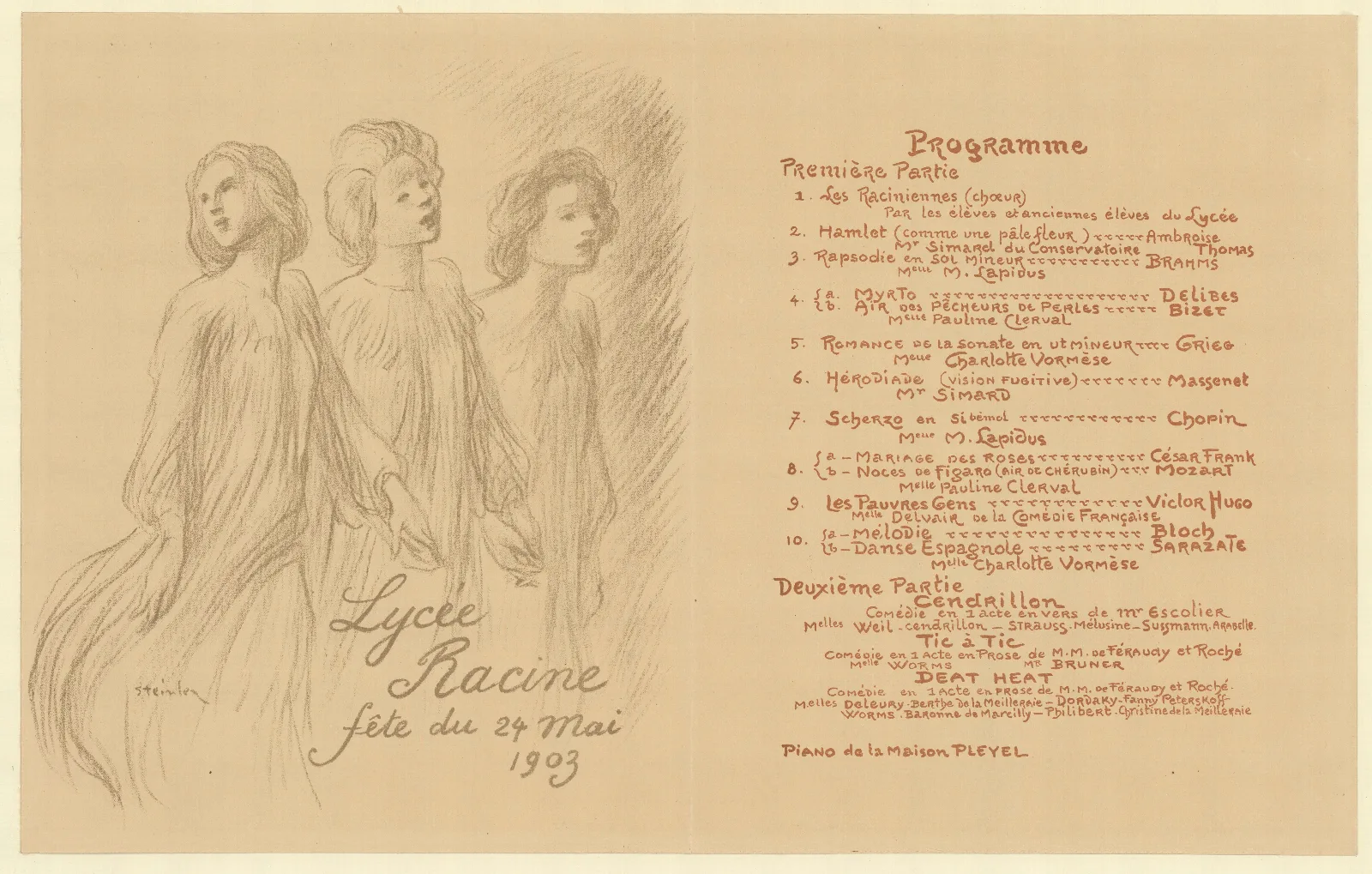 Lycee Racine Fete Du 24 Mai 1903 Wall Art by Théophile Alexandre Steinlen - Canvas Print