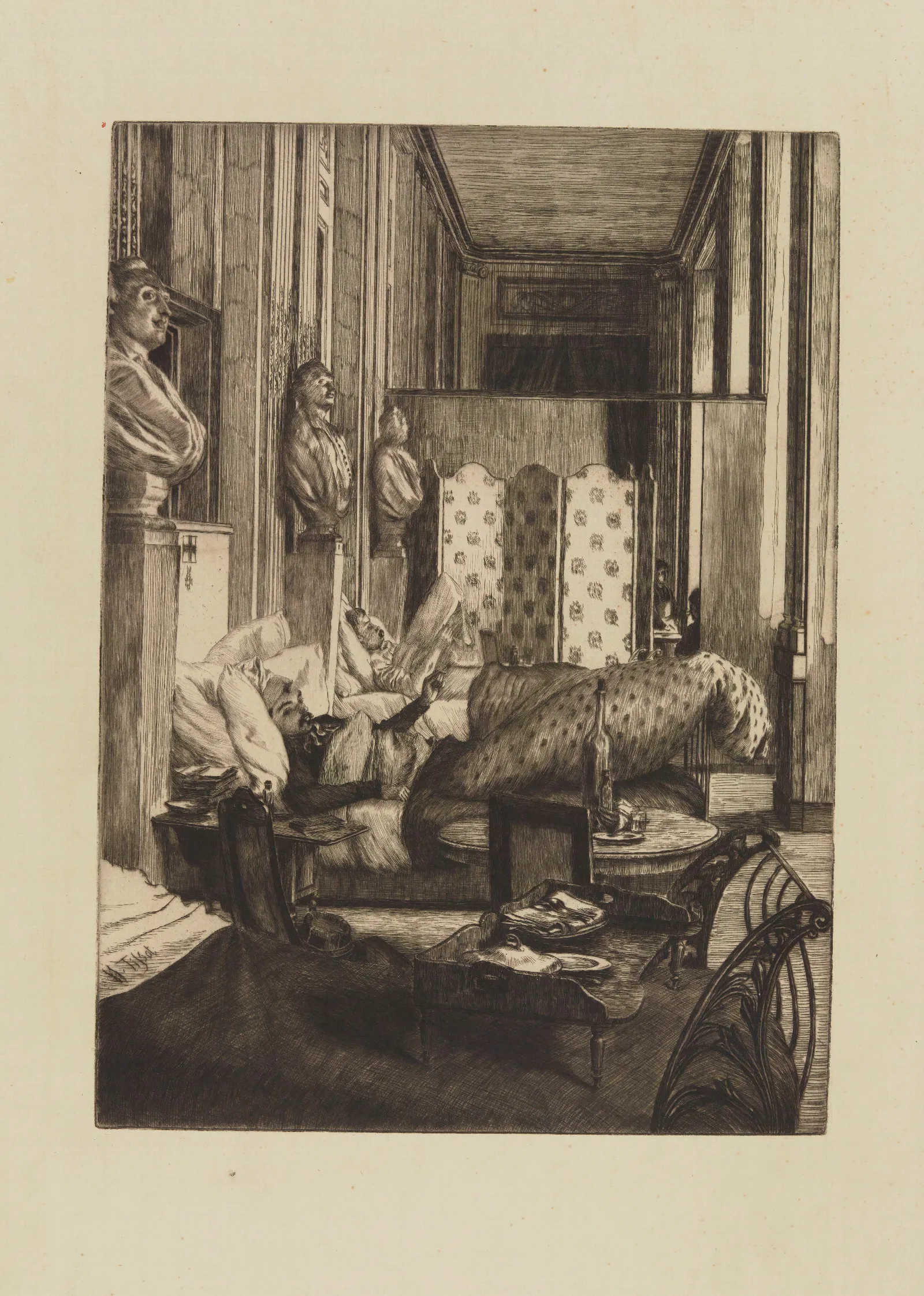 Le Foyer De La Comedie Francaise Pendant Le Siege De Paris Wall Art by James Tissot - Canvas Print
