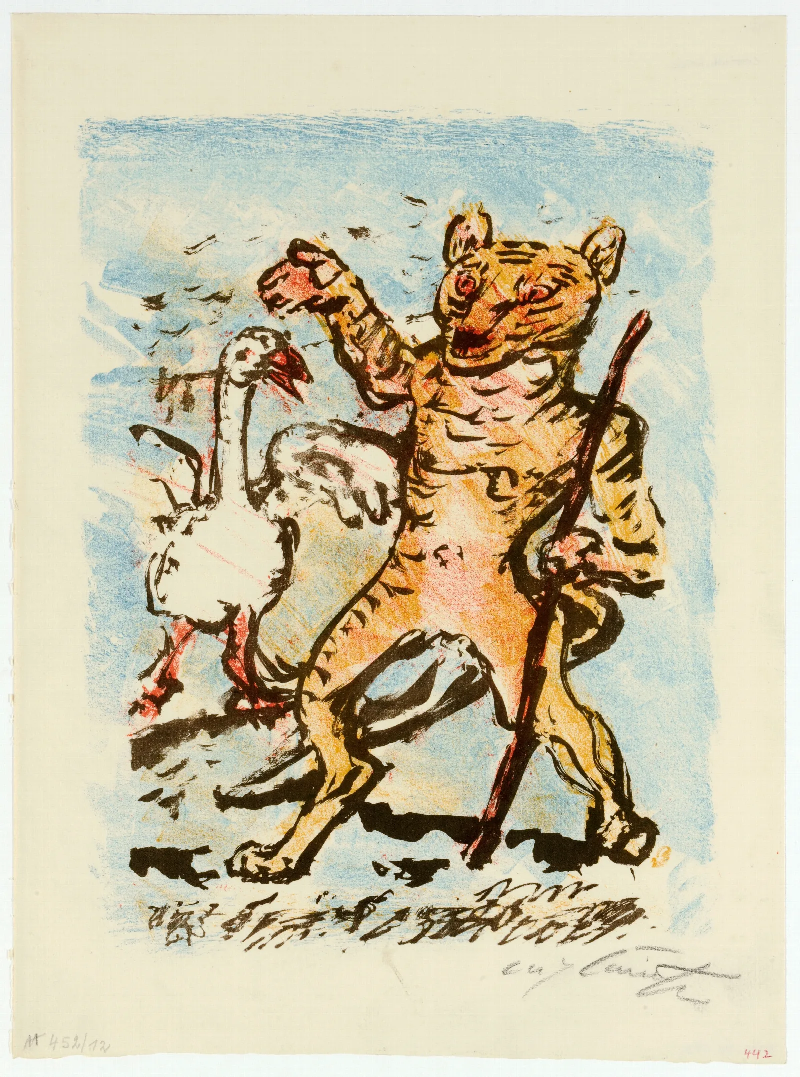 Der Kater Hinze Und Eine Singende Gans Wall Art by Lovis Corinth - Canvas Print