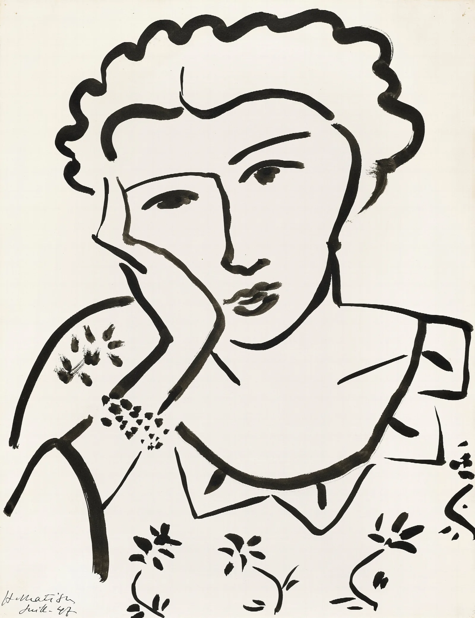 Jeune Fille Accoudee Wall Art by Henri Matisse - Canvas Print