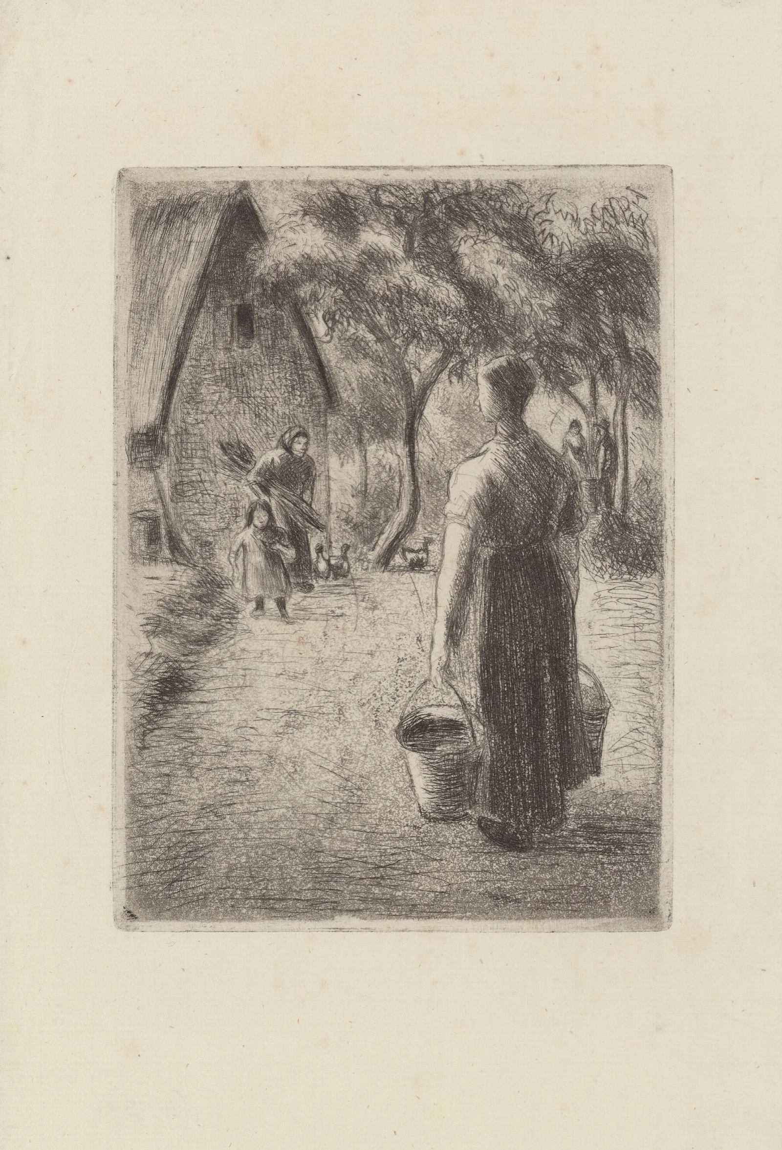 Paysanne Portant Des Seaux 2 Wall Art by Camille Pissarro - Canvas Print