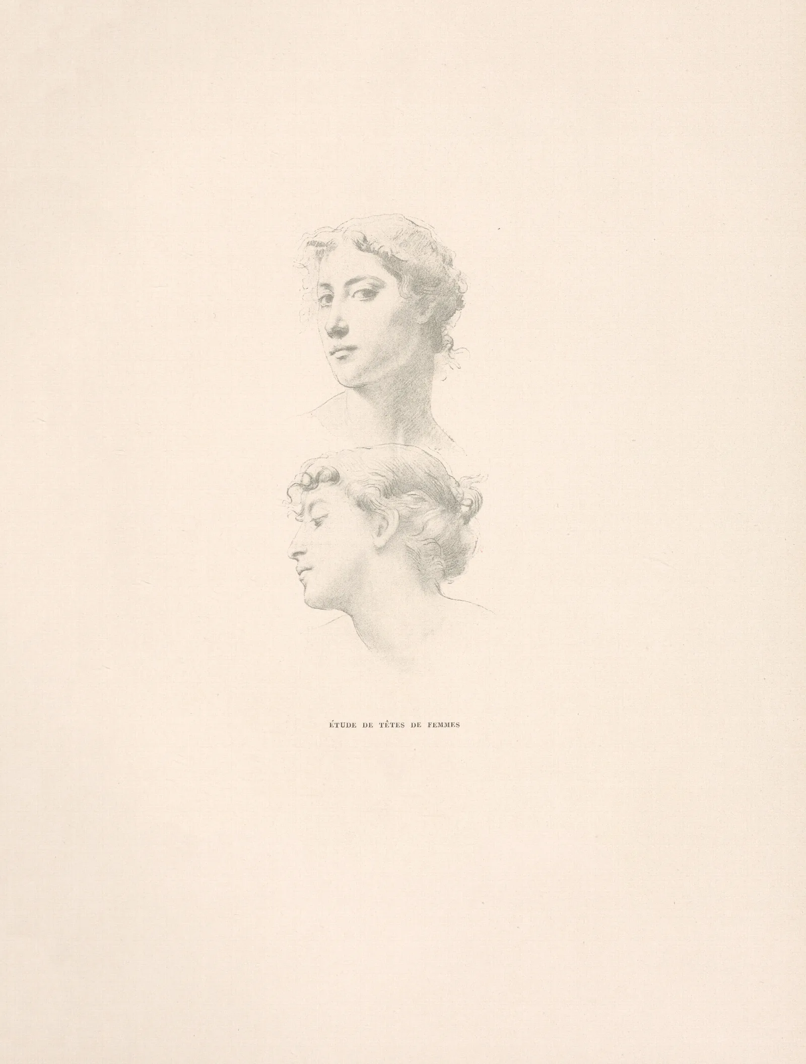 Etude De Tetes De Femmes Wall Art by William Bouguereau - Canvas Print