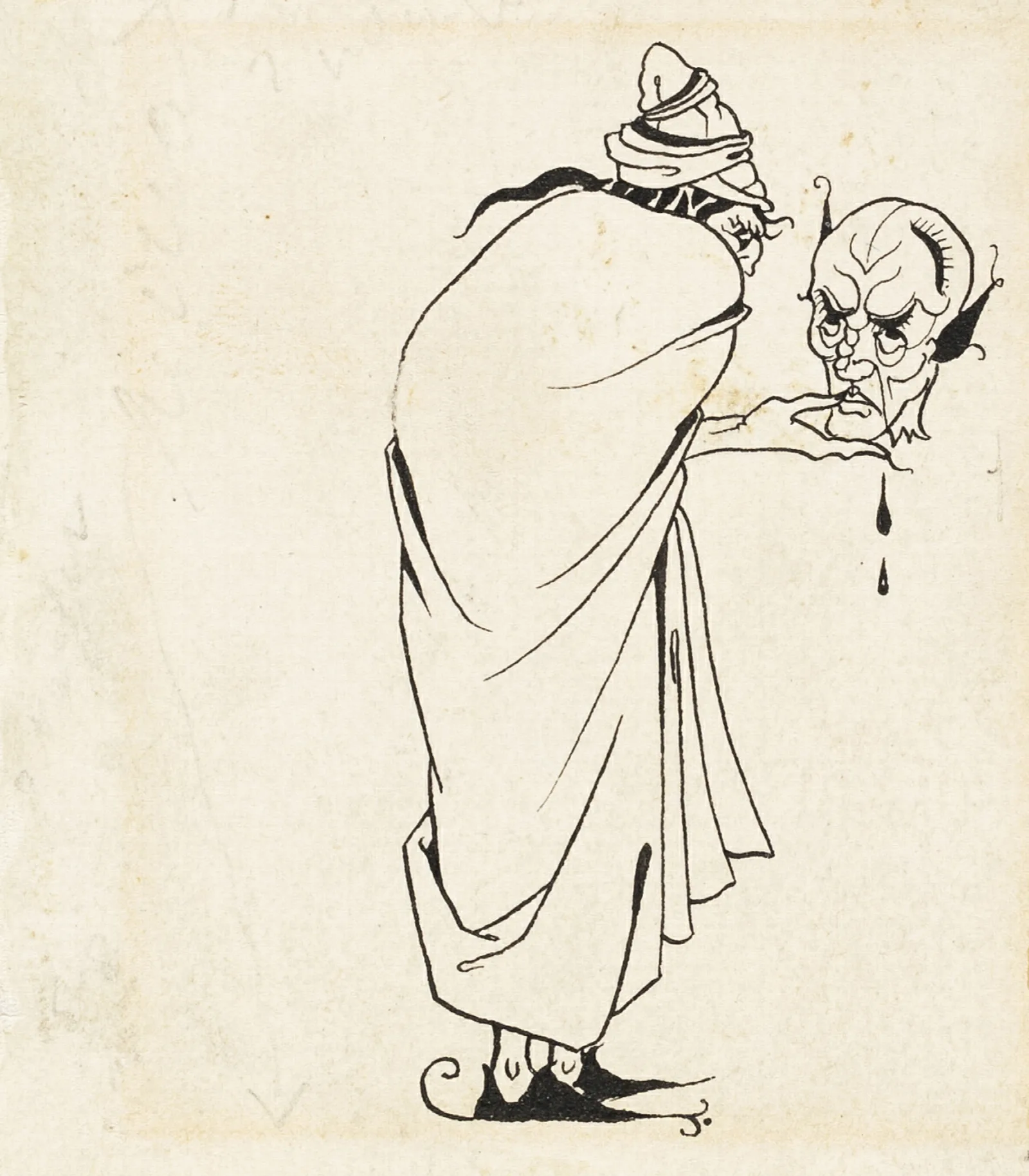Man With Skull Wall Art by Aubrey Vincent Beardsley - Canvas Print