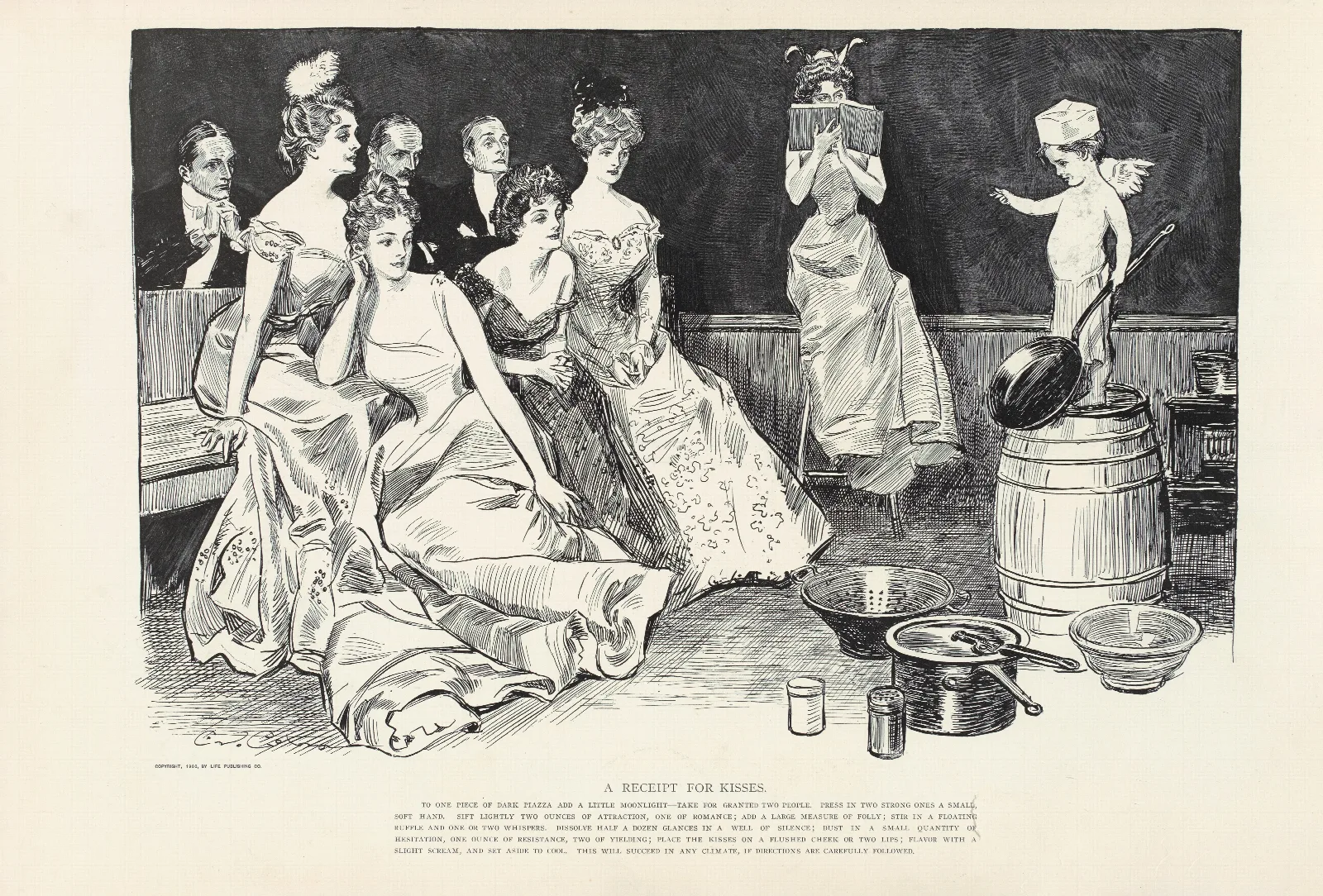 A Receipt For Kisses Wall Art by Charles Dana Gibson - Canvas Print