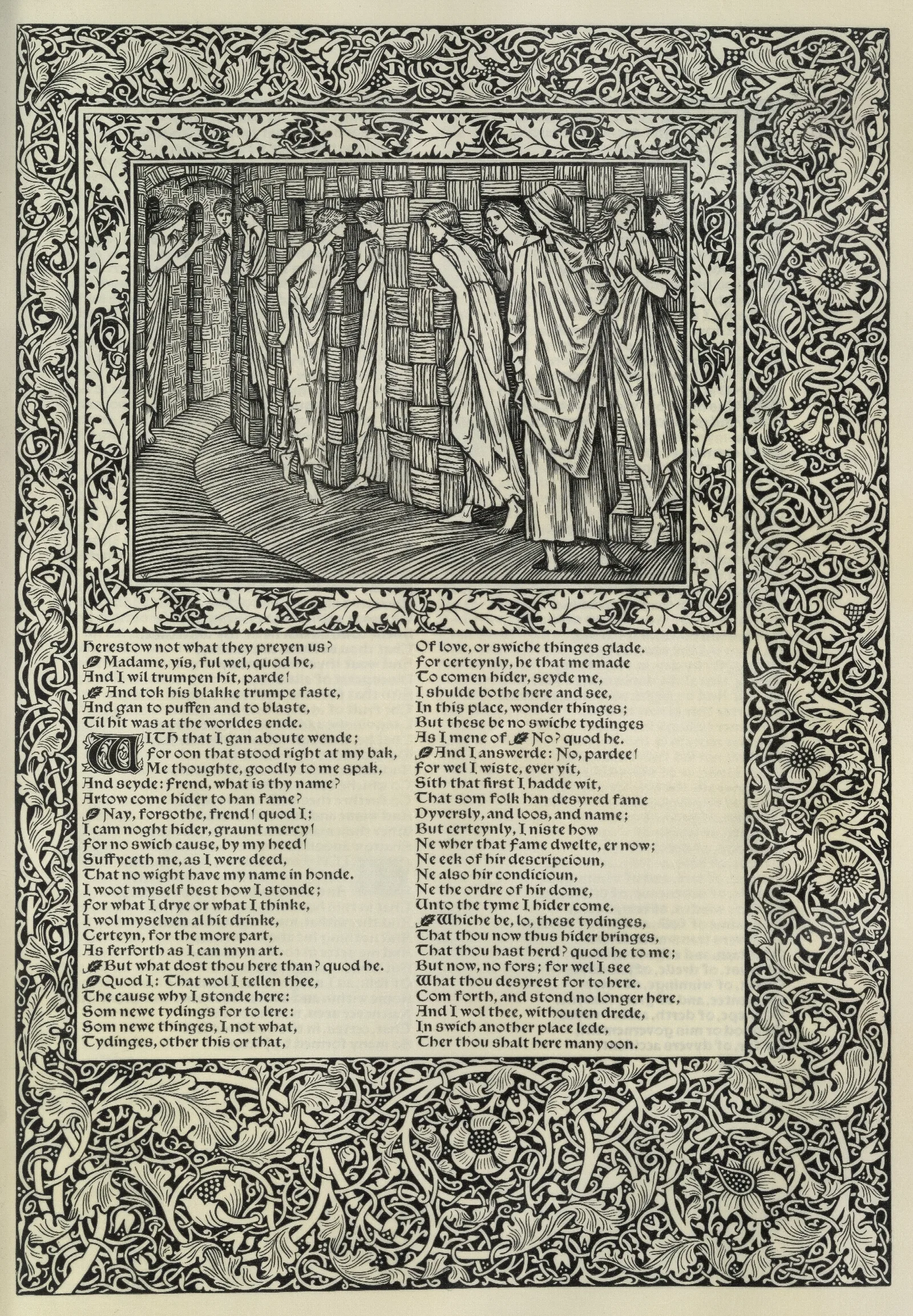 The Works Of Geoffrey Chaucer Pl 77 Wall Art by Sir Edward Coley Burne-Jones - Canvas Print