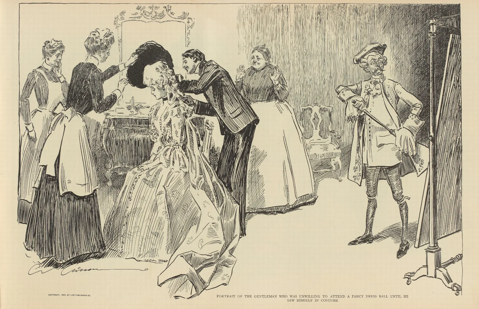 Portrait Of The Gentleman Who Was Unwilling Wall Art by Charles Dana Gibson - Canvas Print
