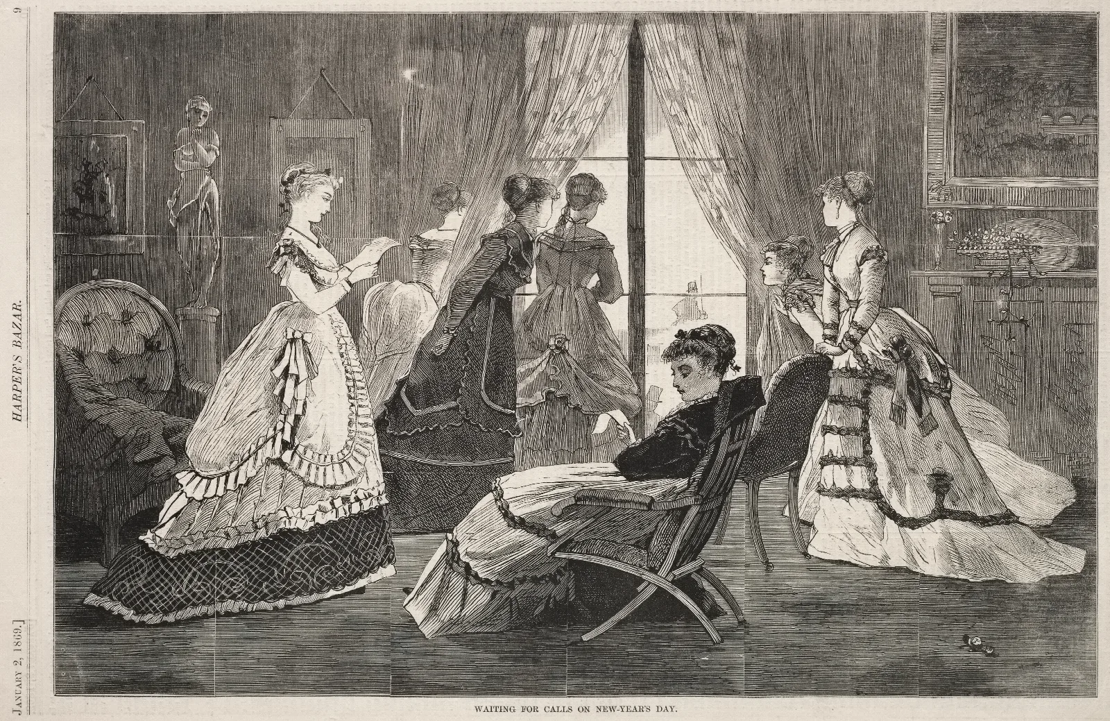 Waiting For Calls On New Years Day Wall Art by Winslow Homer - Canvas Print