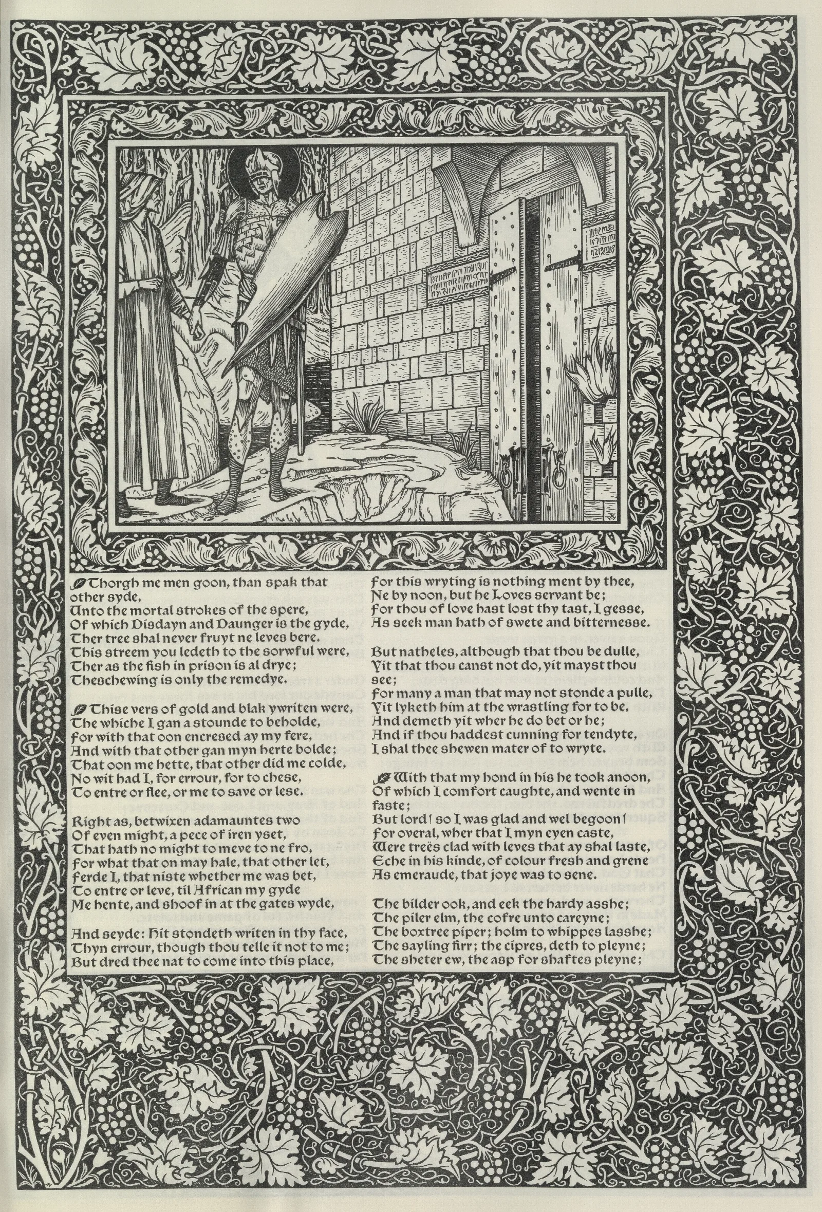 The Works Of Geoffrey Chaucer Pl 50 Wall Art by Sir Edward Coley Burne-Jones - Canvas Print