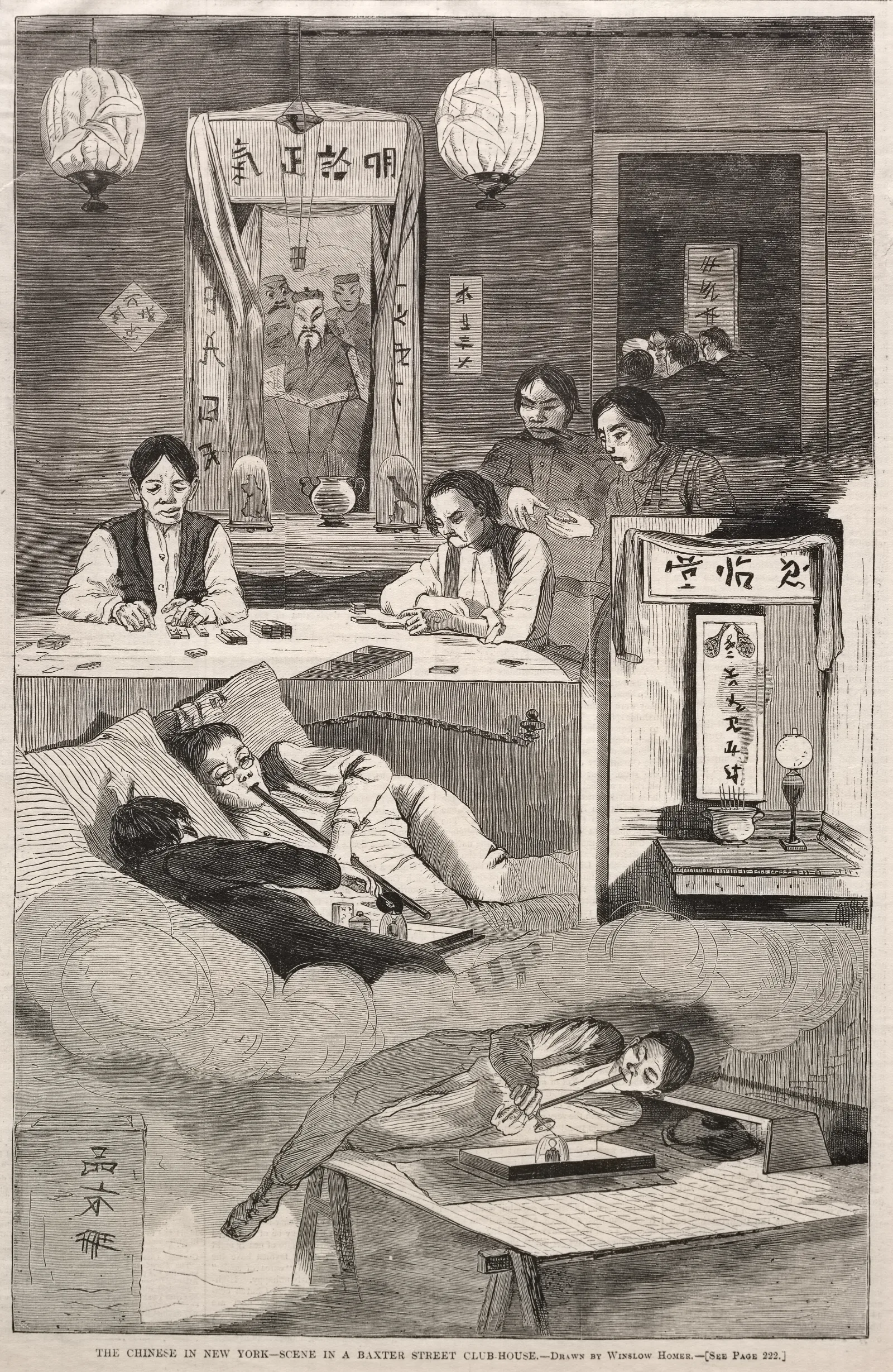 The Chinese In New York Scene In A Baxter Street Club House Wall Art by Winslow Homer - Canvas Print