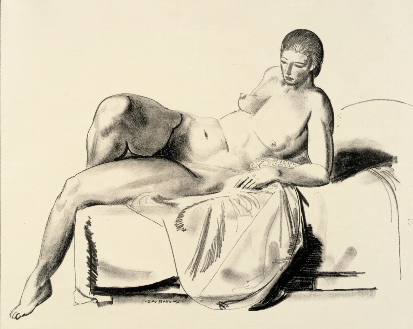Nude Study Classic On A Couch Wall Art by George Wesley Bellows - Canvas Print