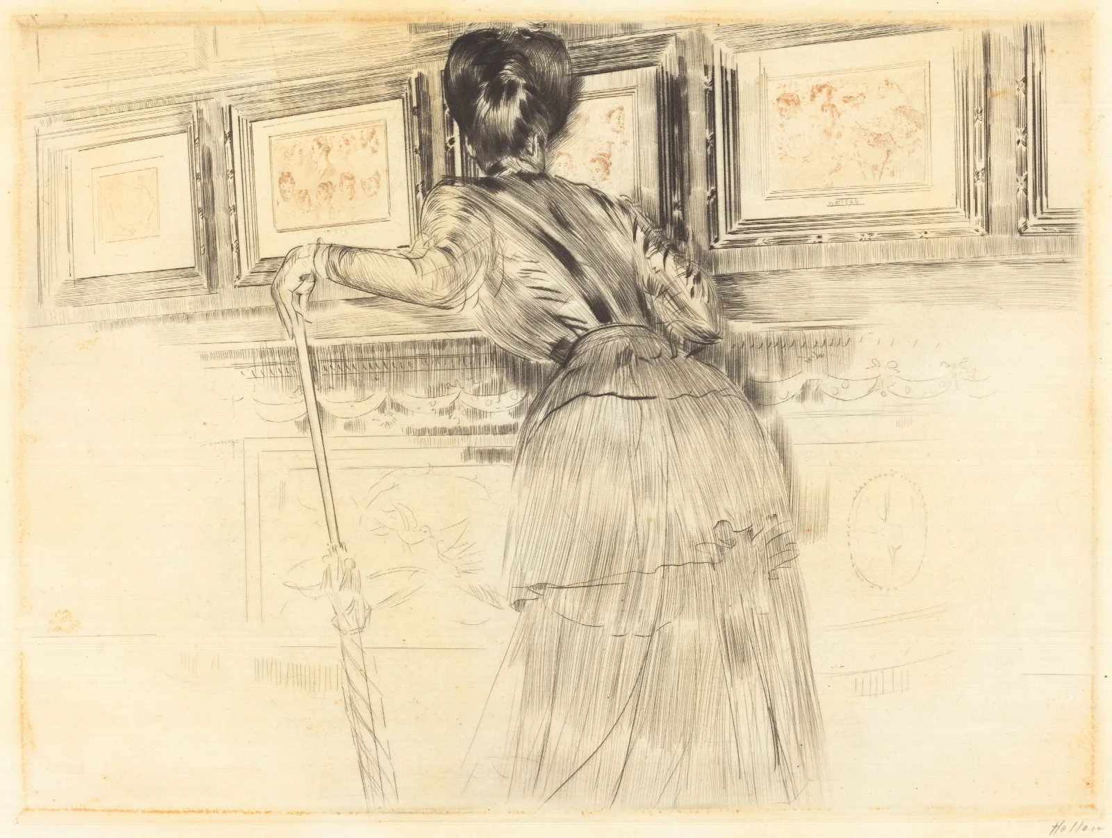 In Front Of The Watteaus In The Louvre Wall Art by Paul César Helleu - Canvas Print