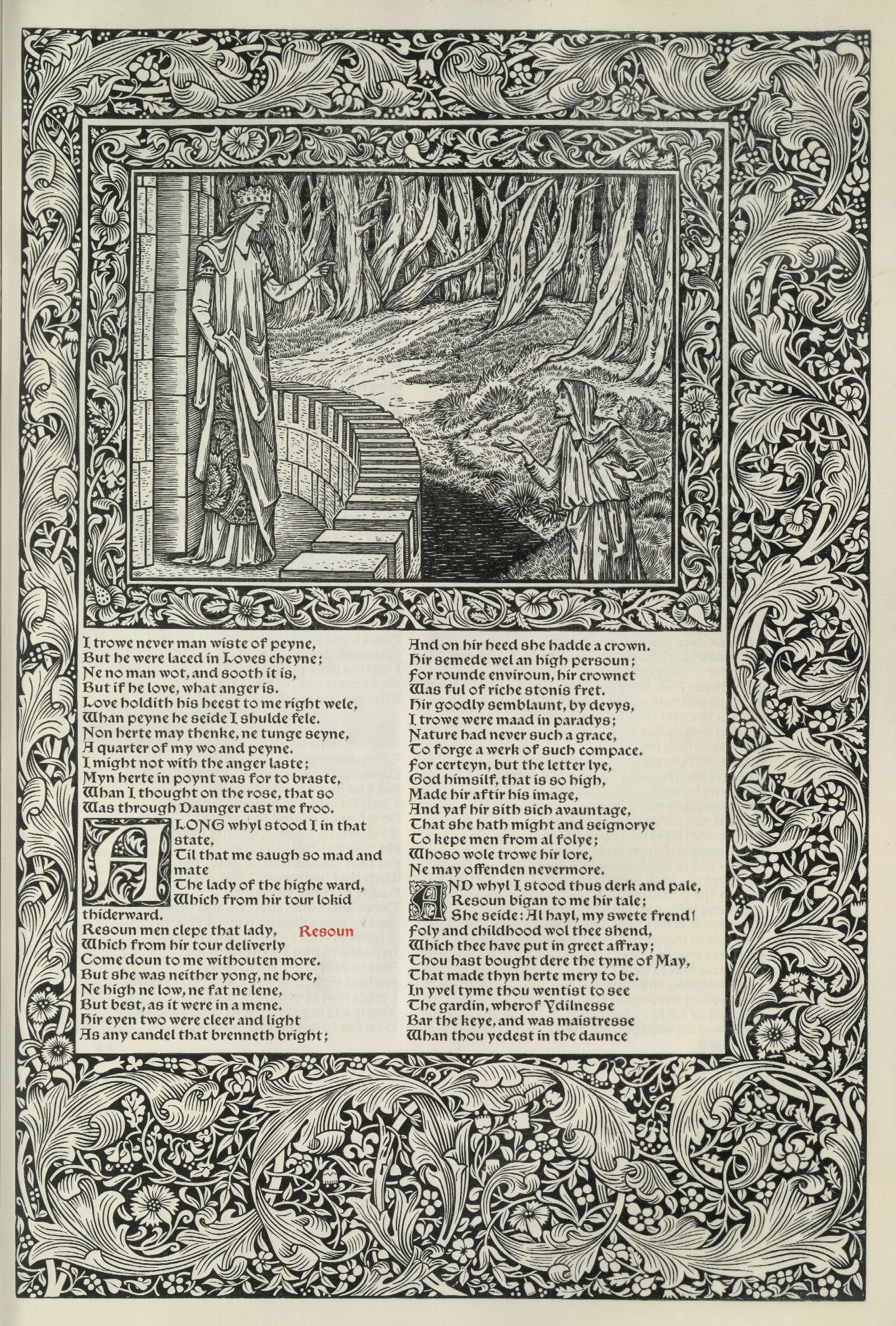 The Works Of Geoffrey Chaucer Pl 47 Wall Art by Sir Edward Coley Burne-Jones - Canvas Print